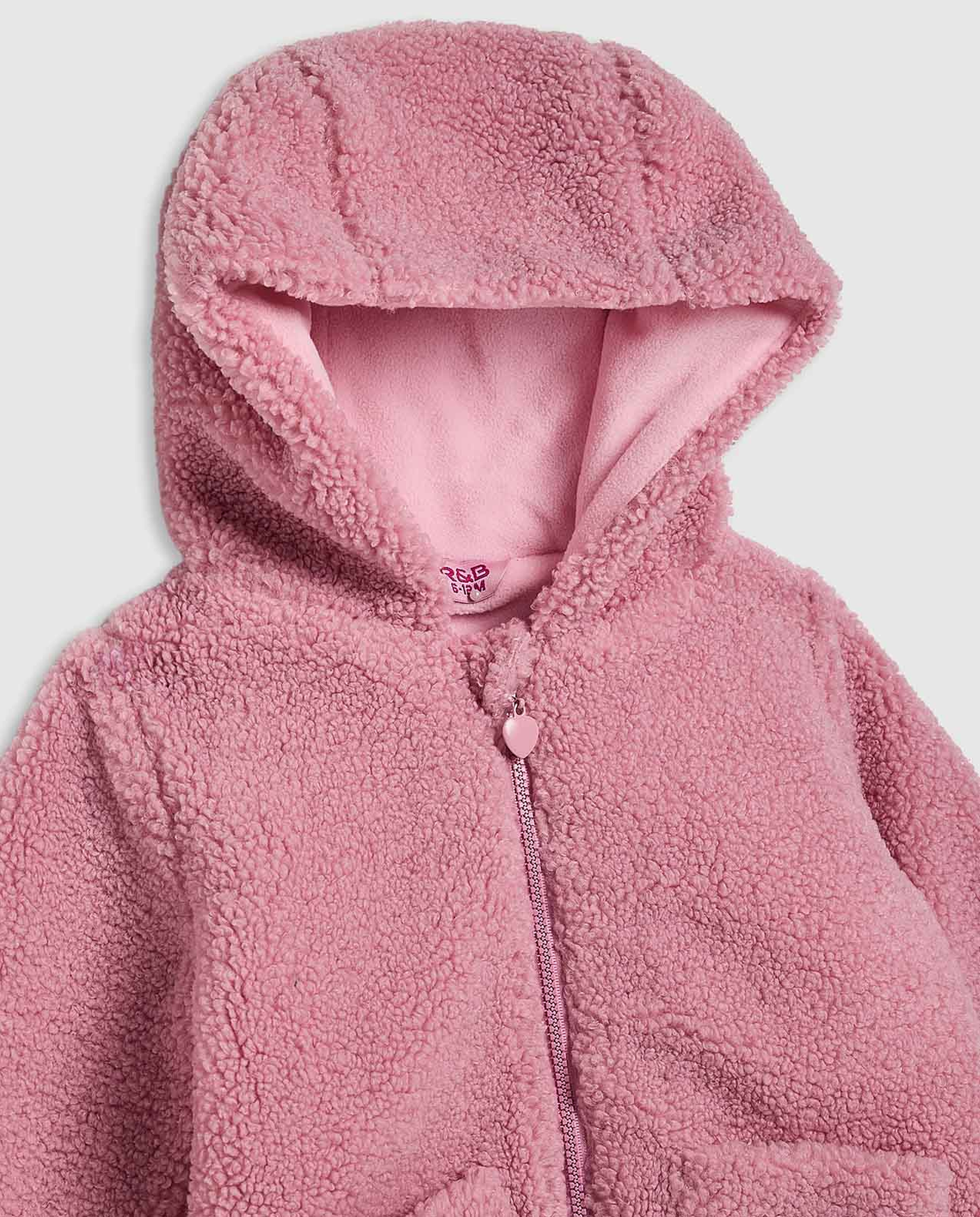 Sherpa Hooded Jacket with Zipper Closure