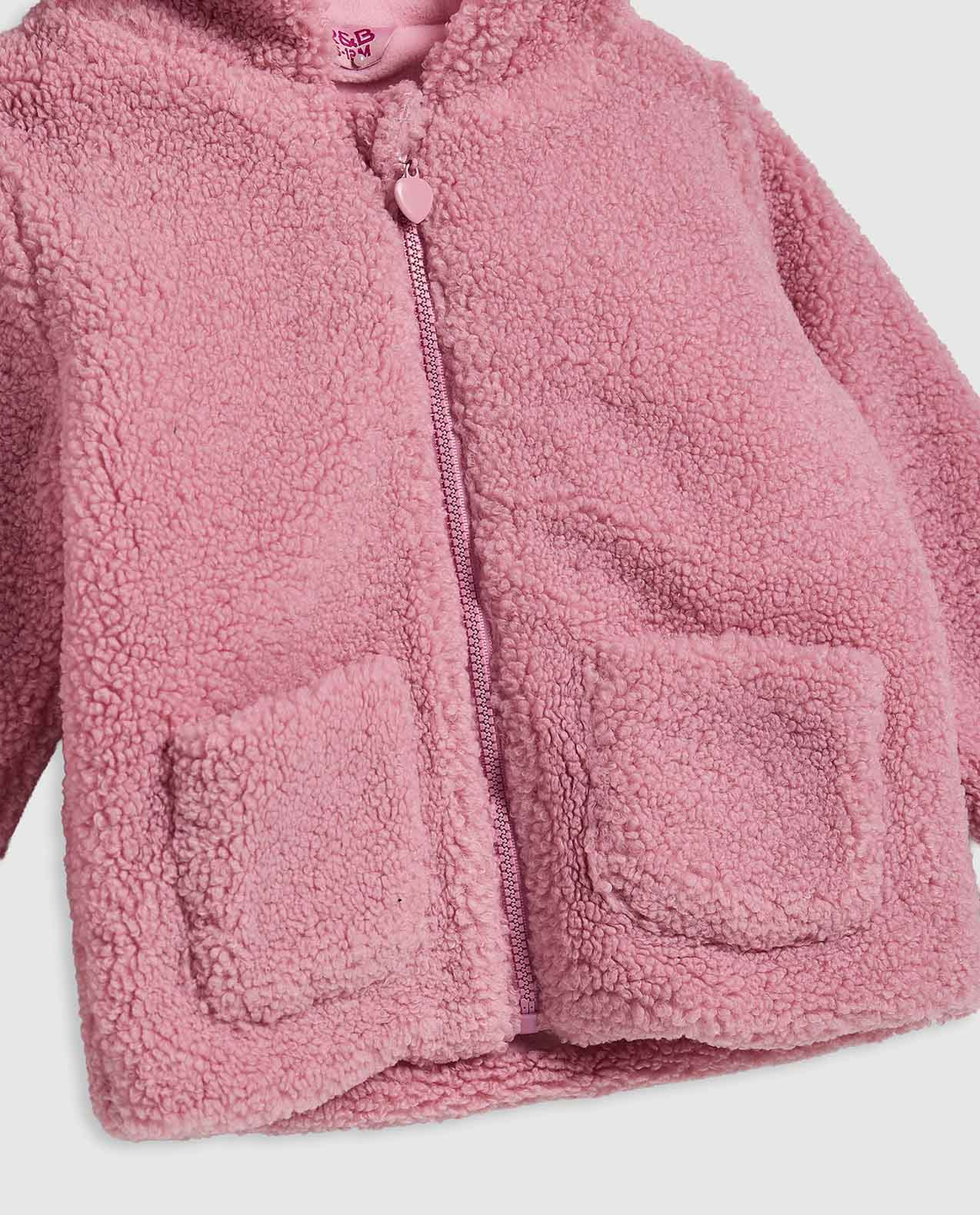 Sherpa Hooded Jacket with Zipper Closure