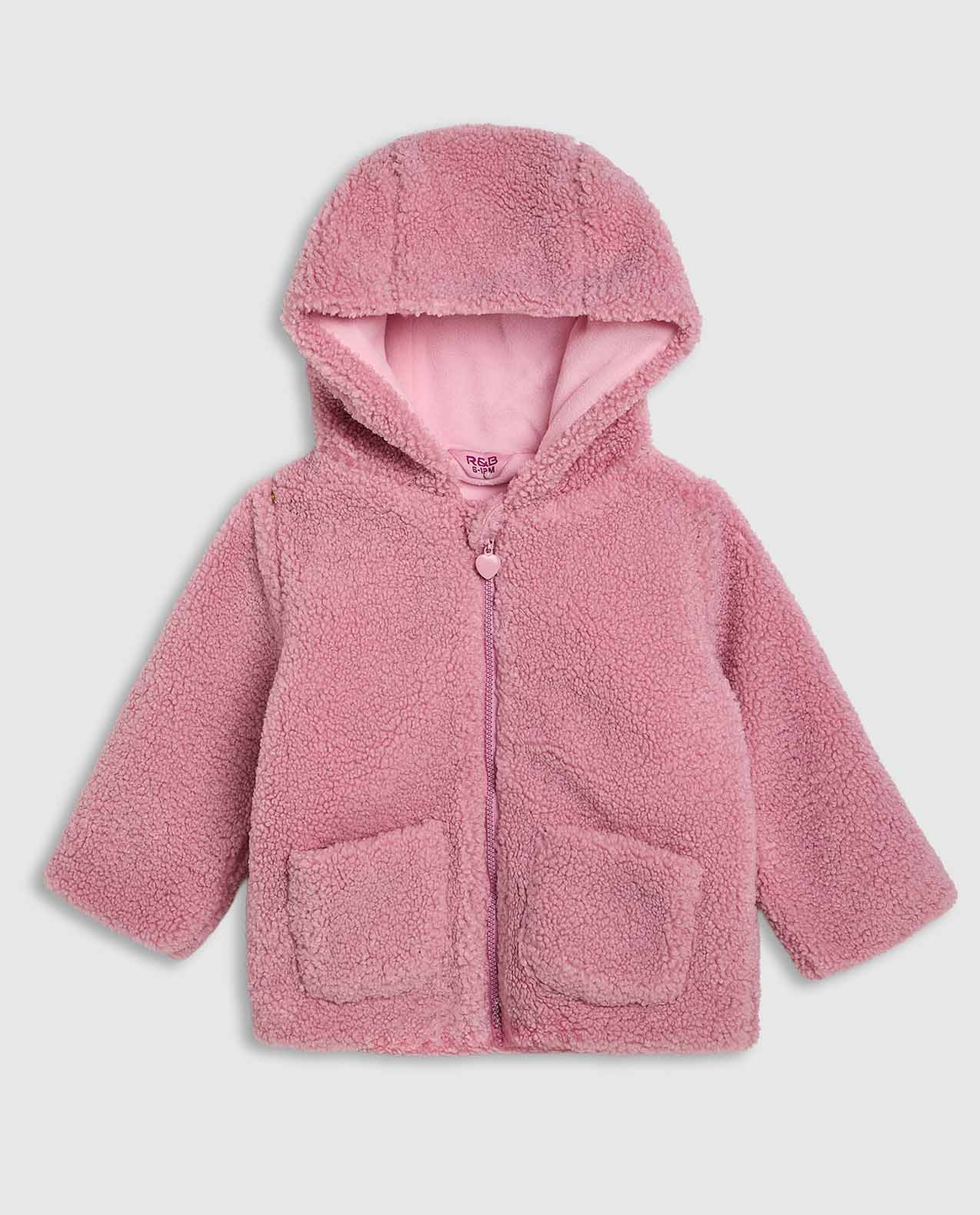 Sherpa Hooded Jacket with Zipper Closure