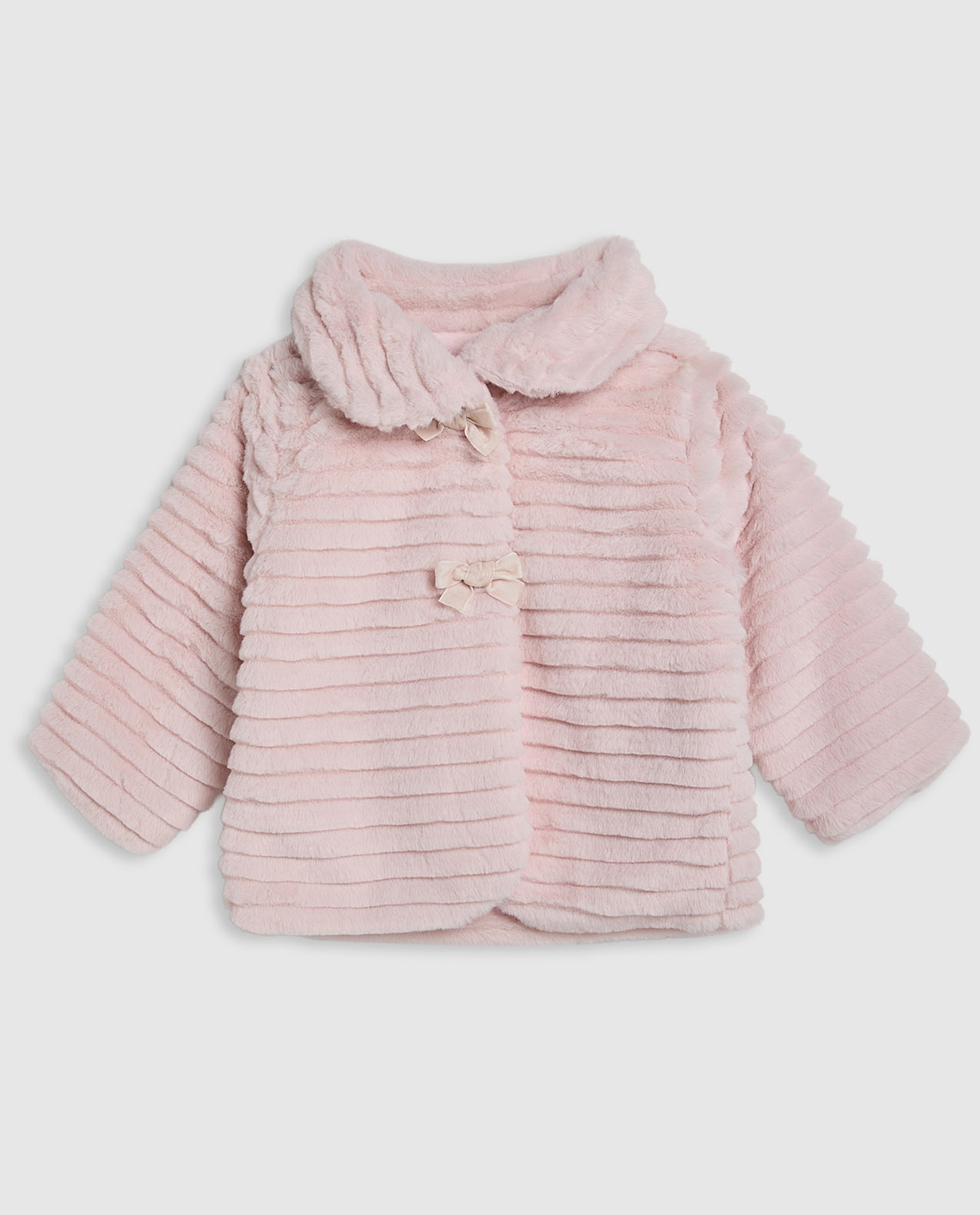 Plush Collared Jacket with Button Closure