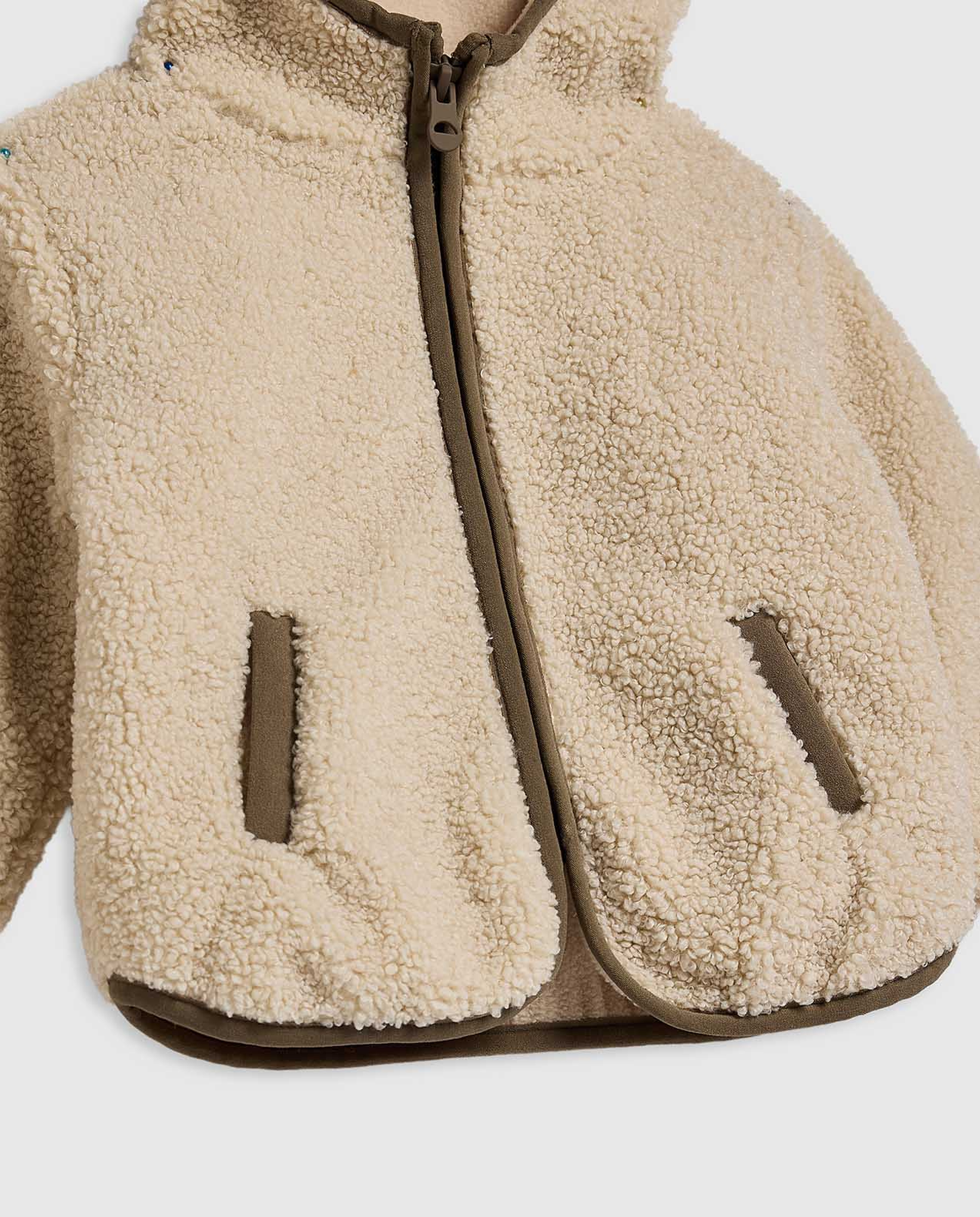 Sherpa Hooded Jacket with Zipper Closure