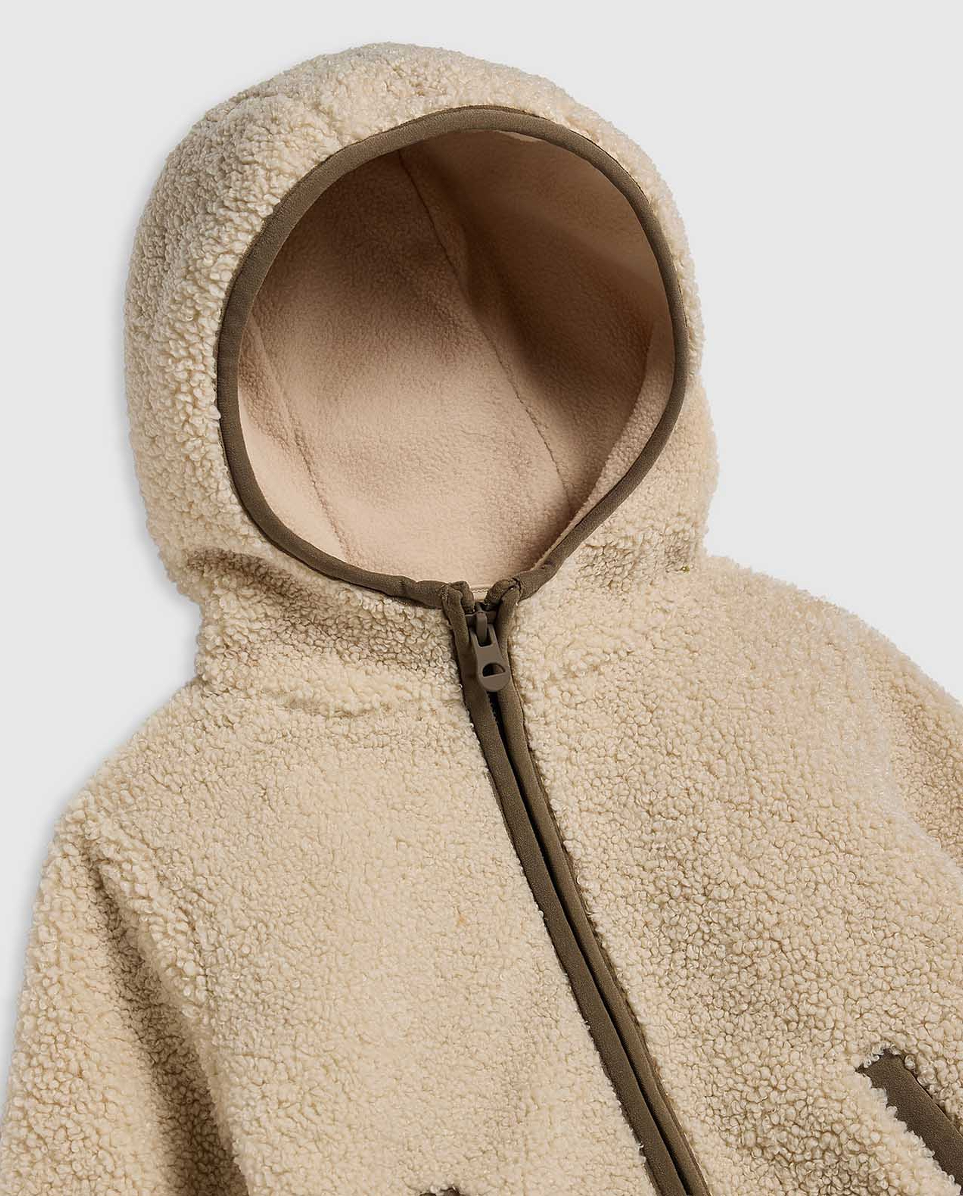 Sherpa Hooded Jacket with Zipper Closure