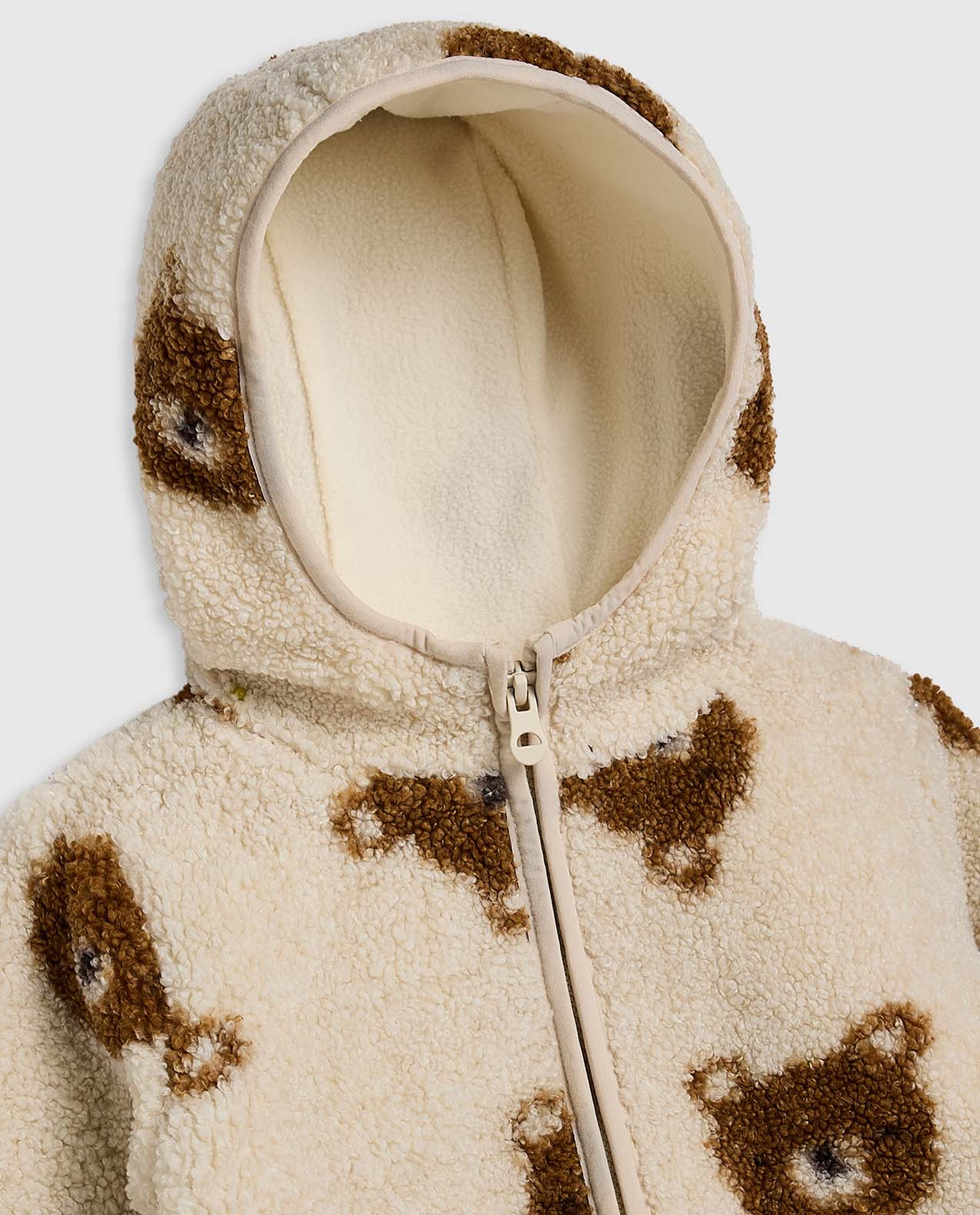 Sherpa Hooded Jacket with Zipper Closure