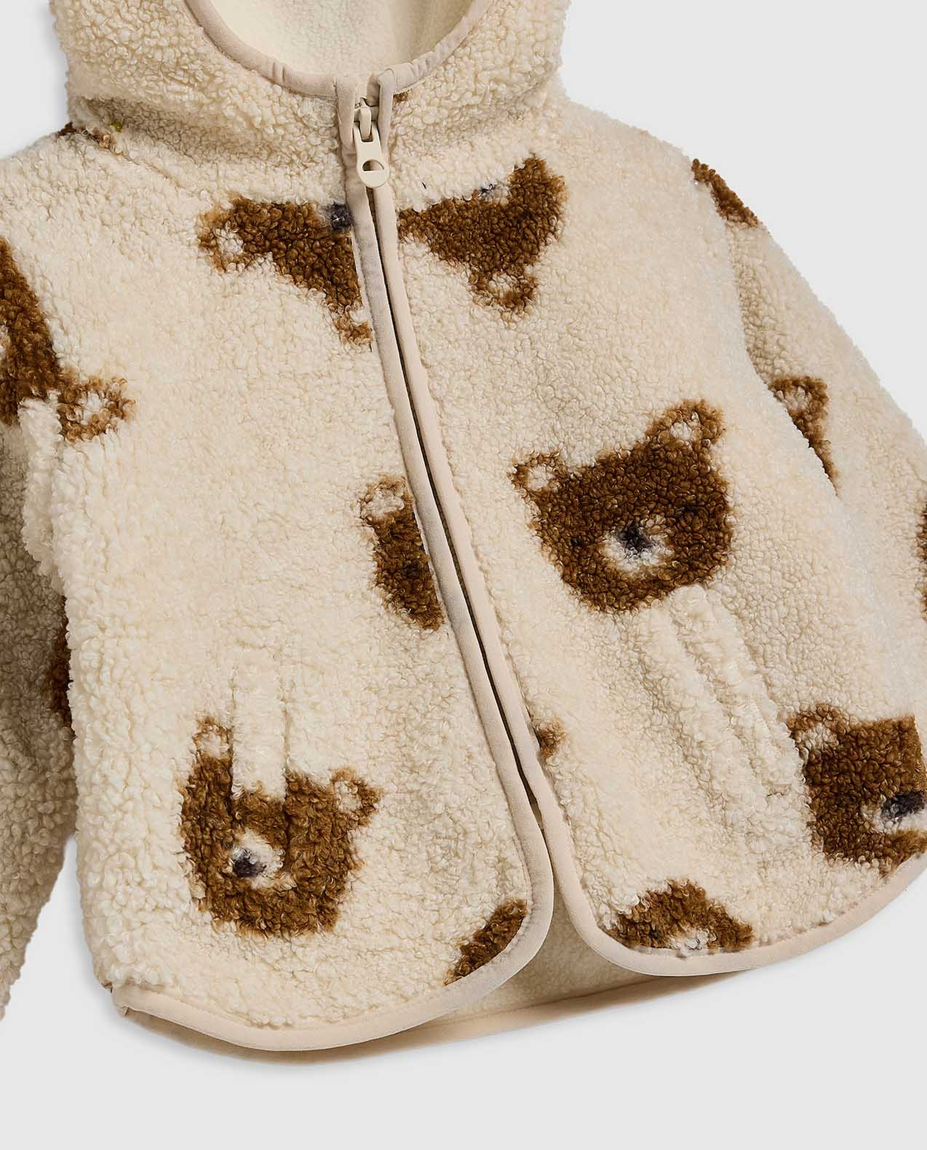 Sherpa Hooded Jacket with Zipper Closure