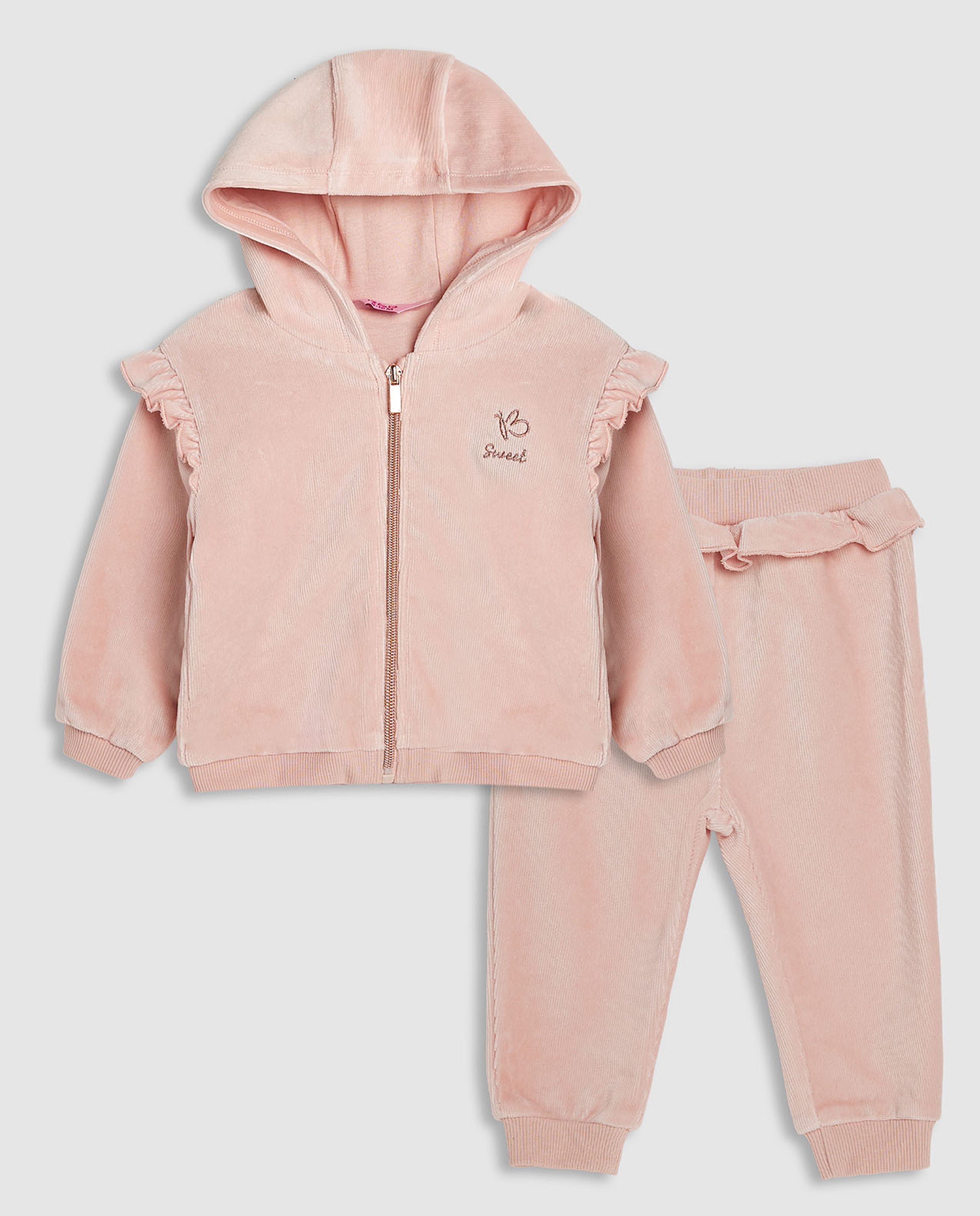 Embroidered Hooded Clothing Set