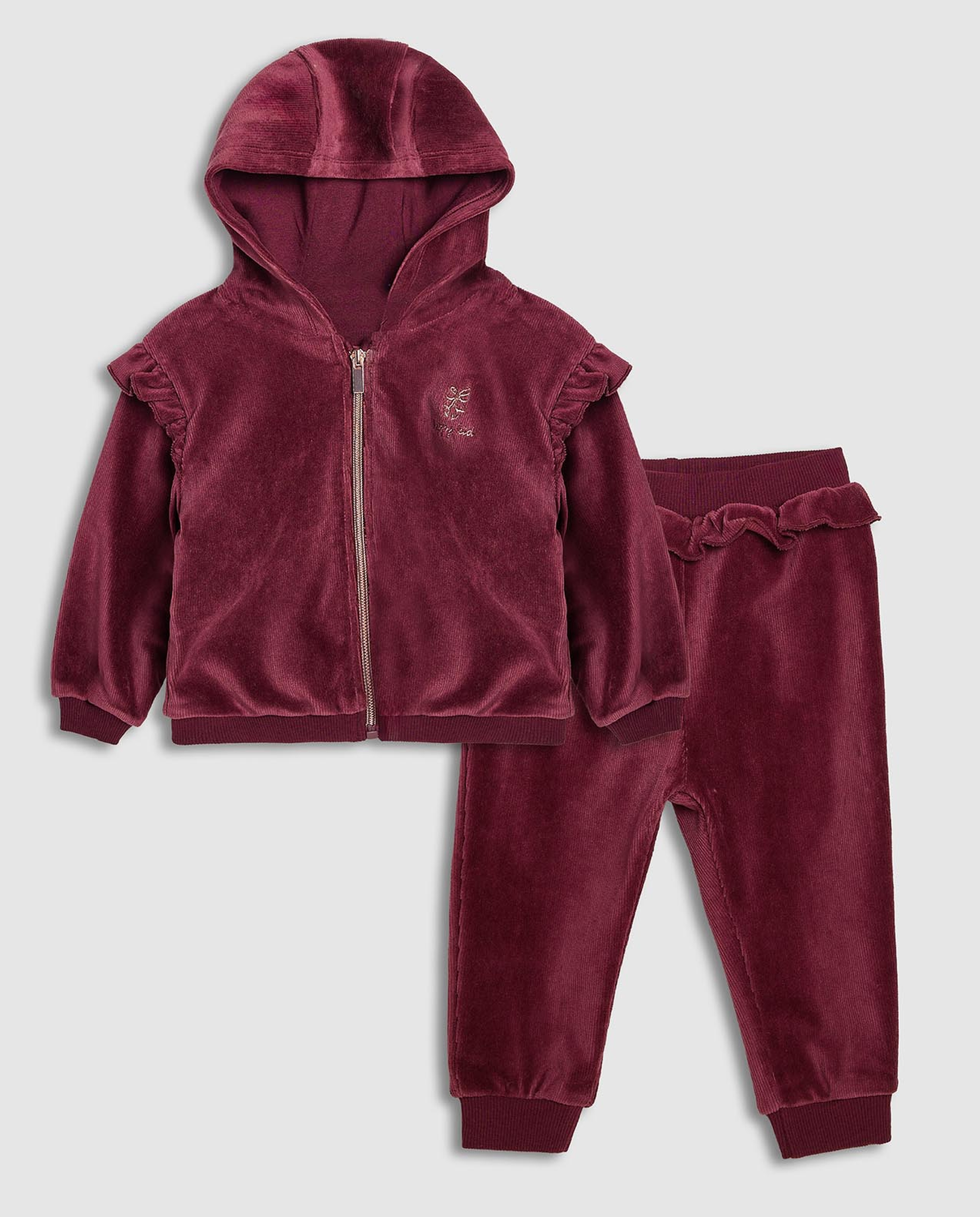 Embroidered Hooded Clothing Set