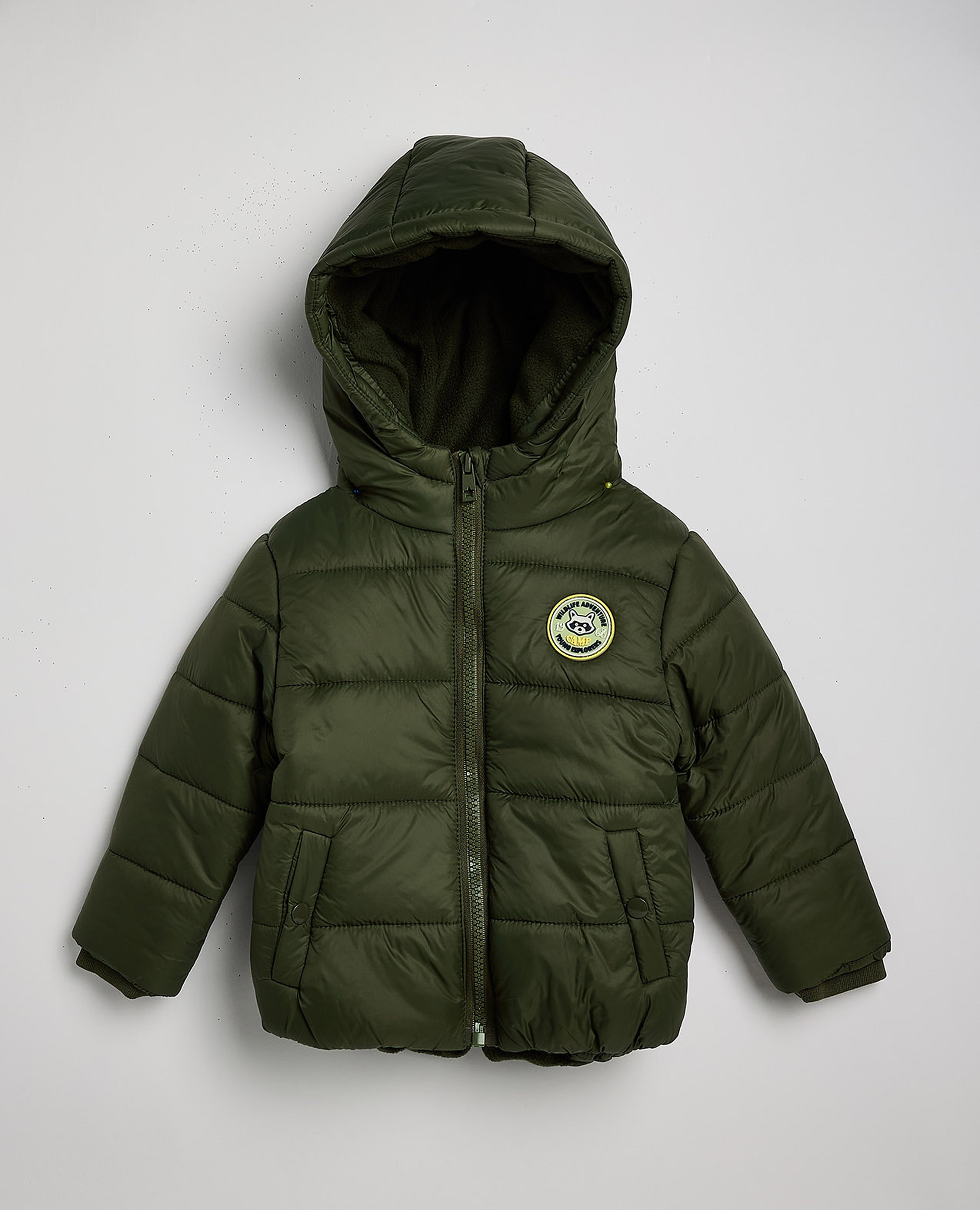 Quilted Hooded Puffer Jacket with Zipper Closure