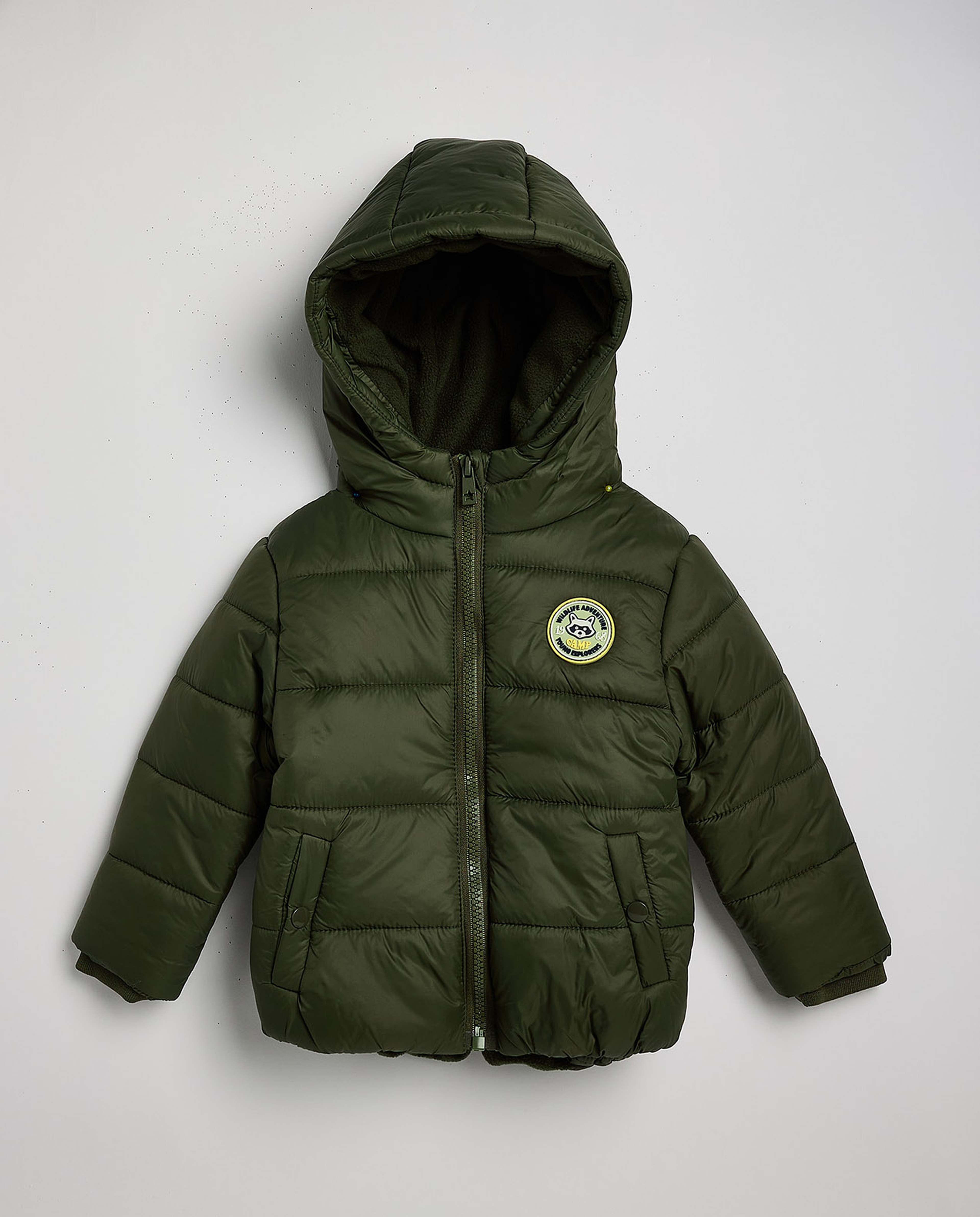 Quilted Hooded Puffer Jacket with Zipper Closure