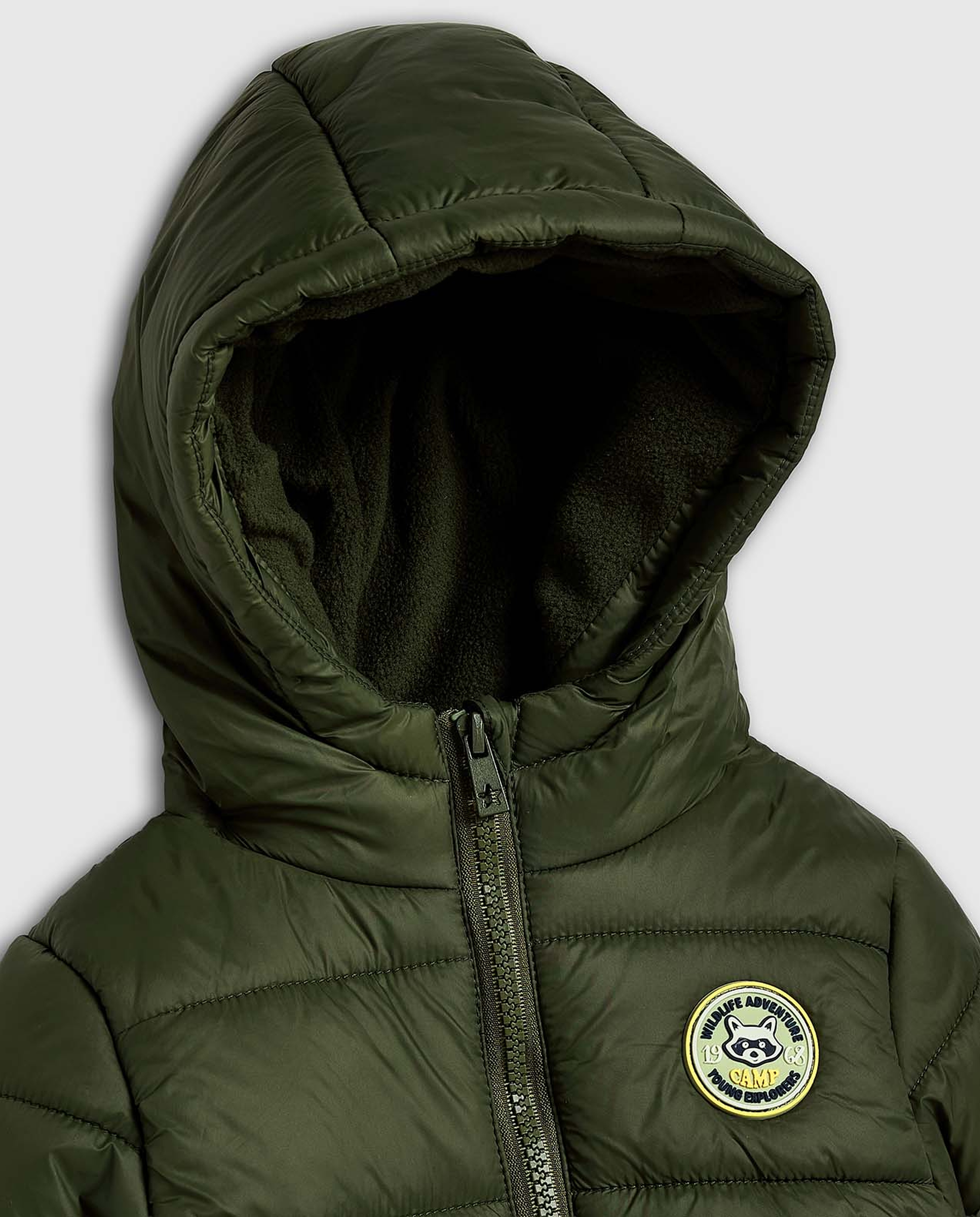 Quilted Hooded Puffer Jacket with Zipper Closure