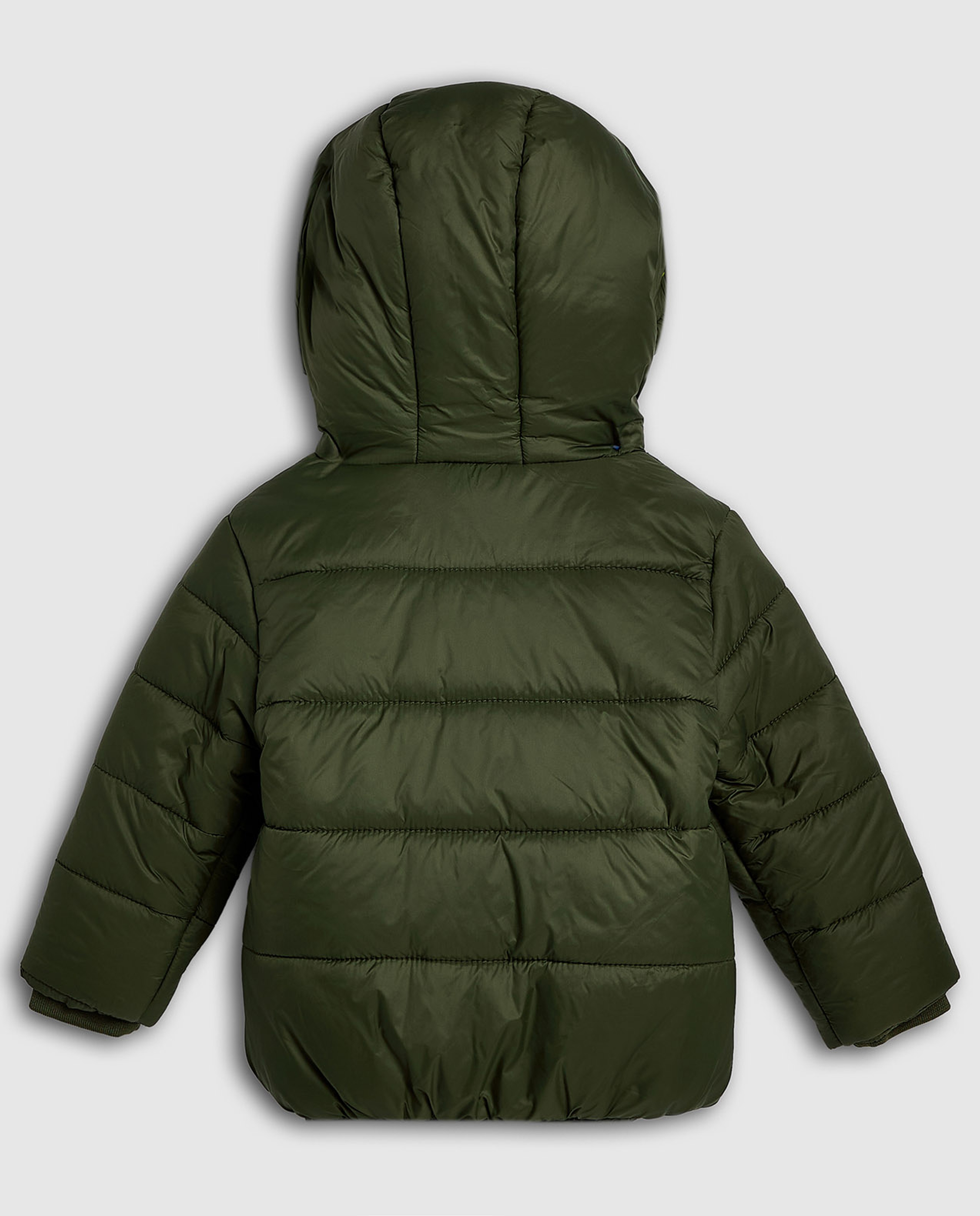 Quilted Hooded Puffer Jacket with Zipper Closure