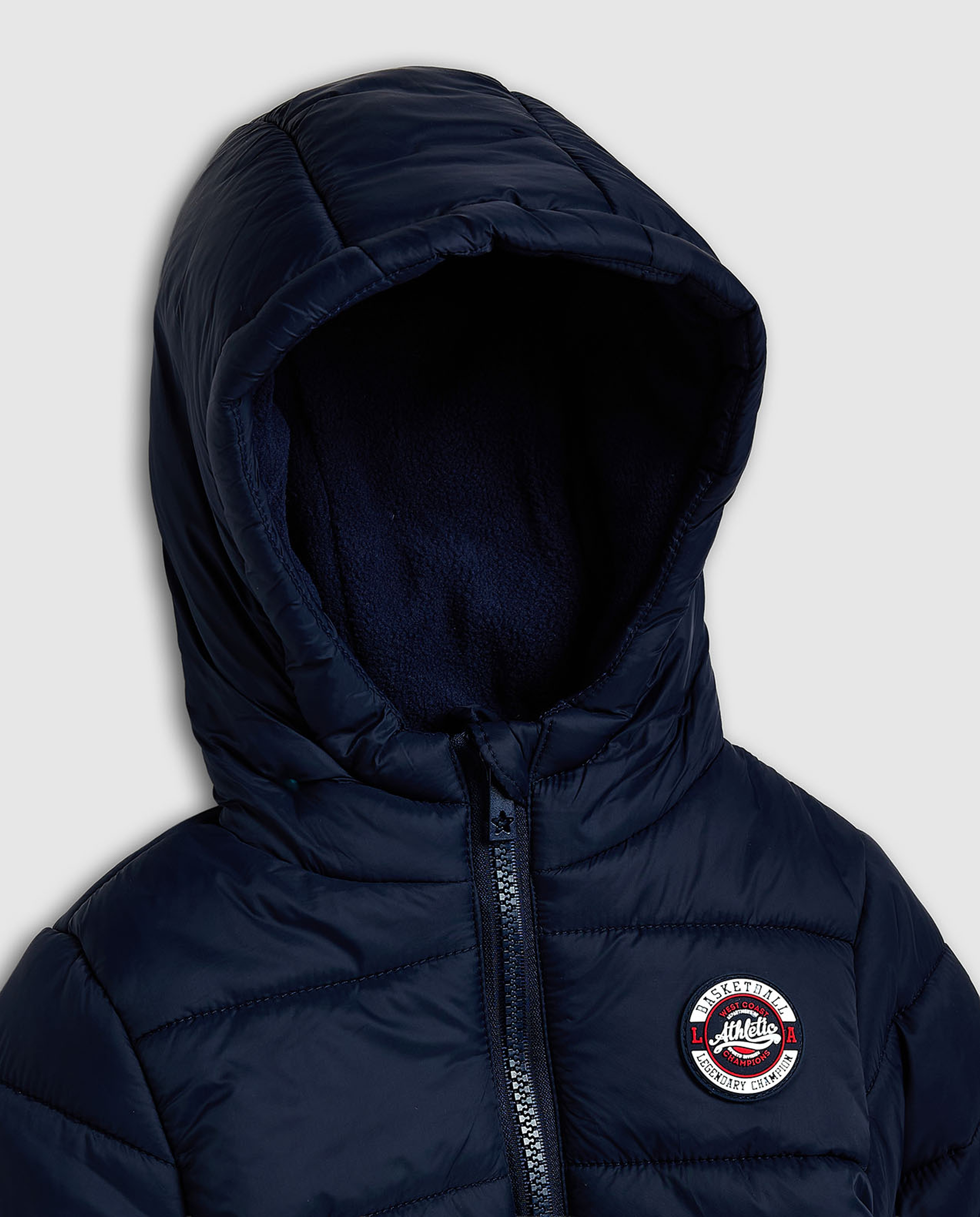 Quilted Hooded Puffer Jacket with Zipper Closure