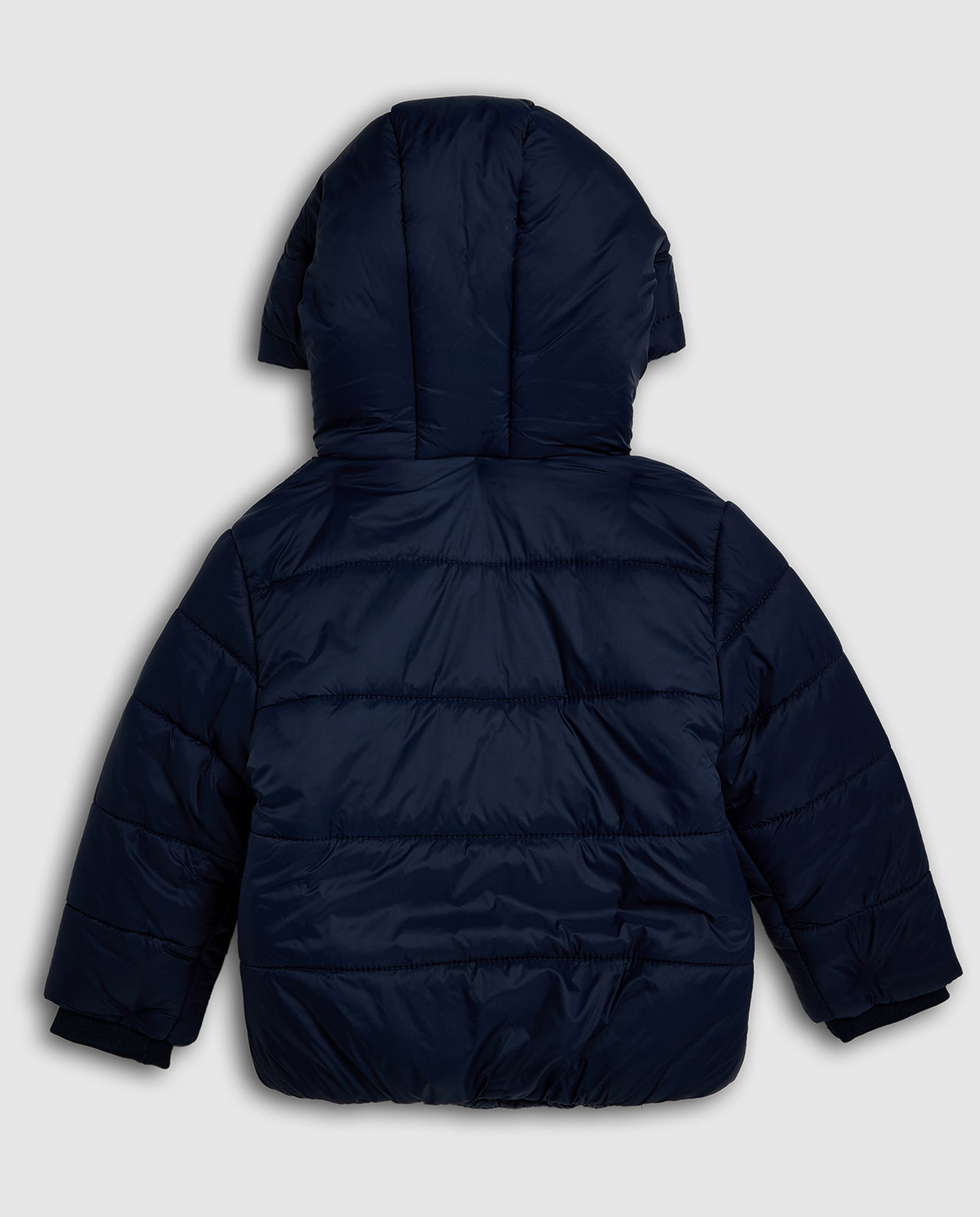 Quilted Hooded Puffer Jacket with Zipper Closure