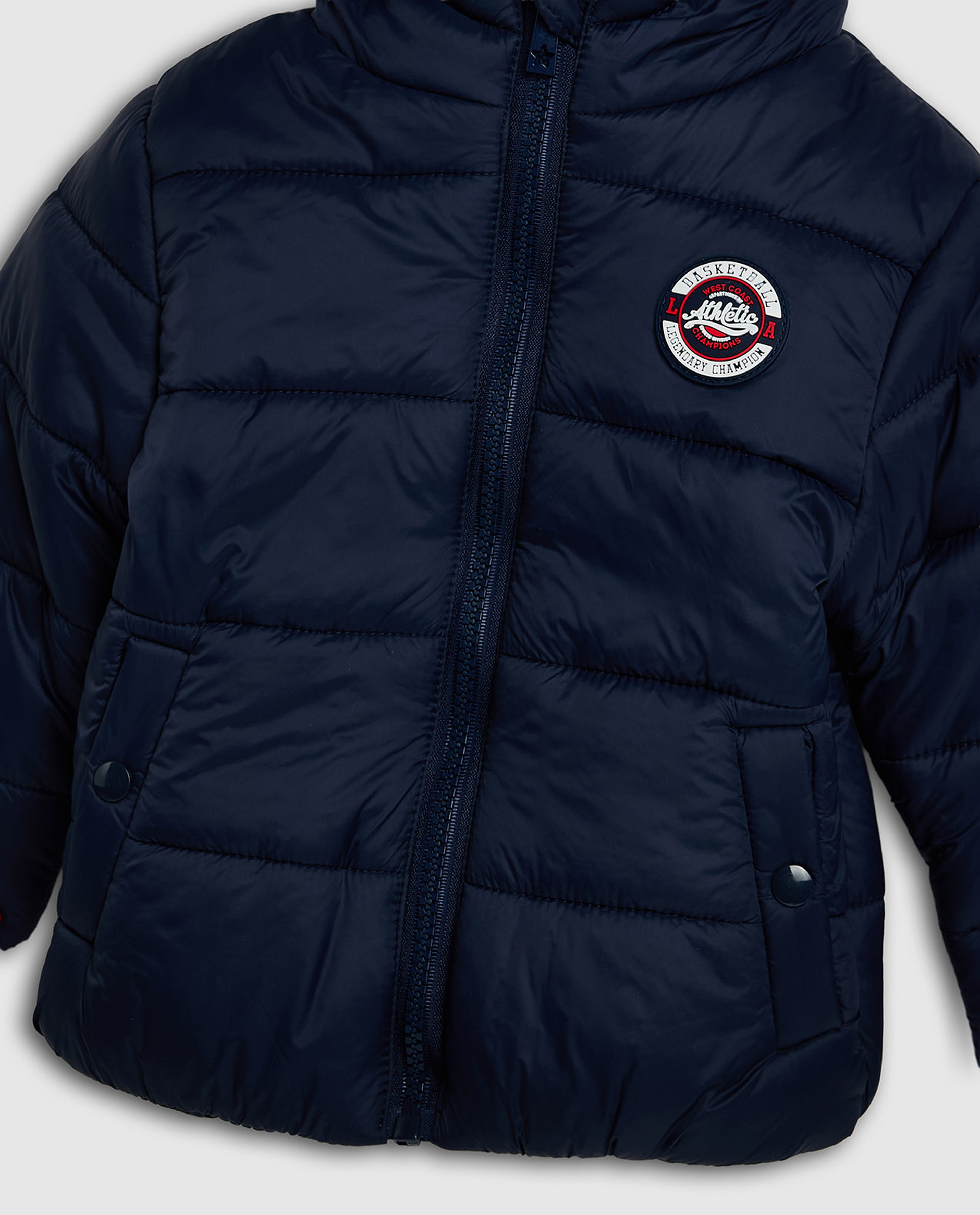 Quilted Hooded Puffer Jacket with Zipper Closure