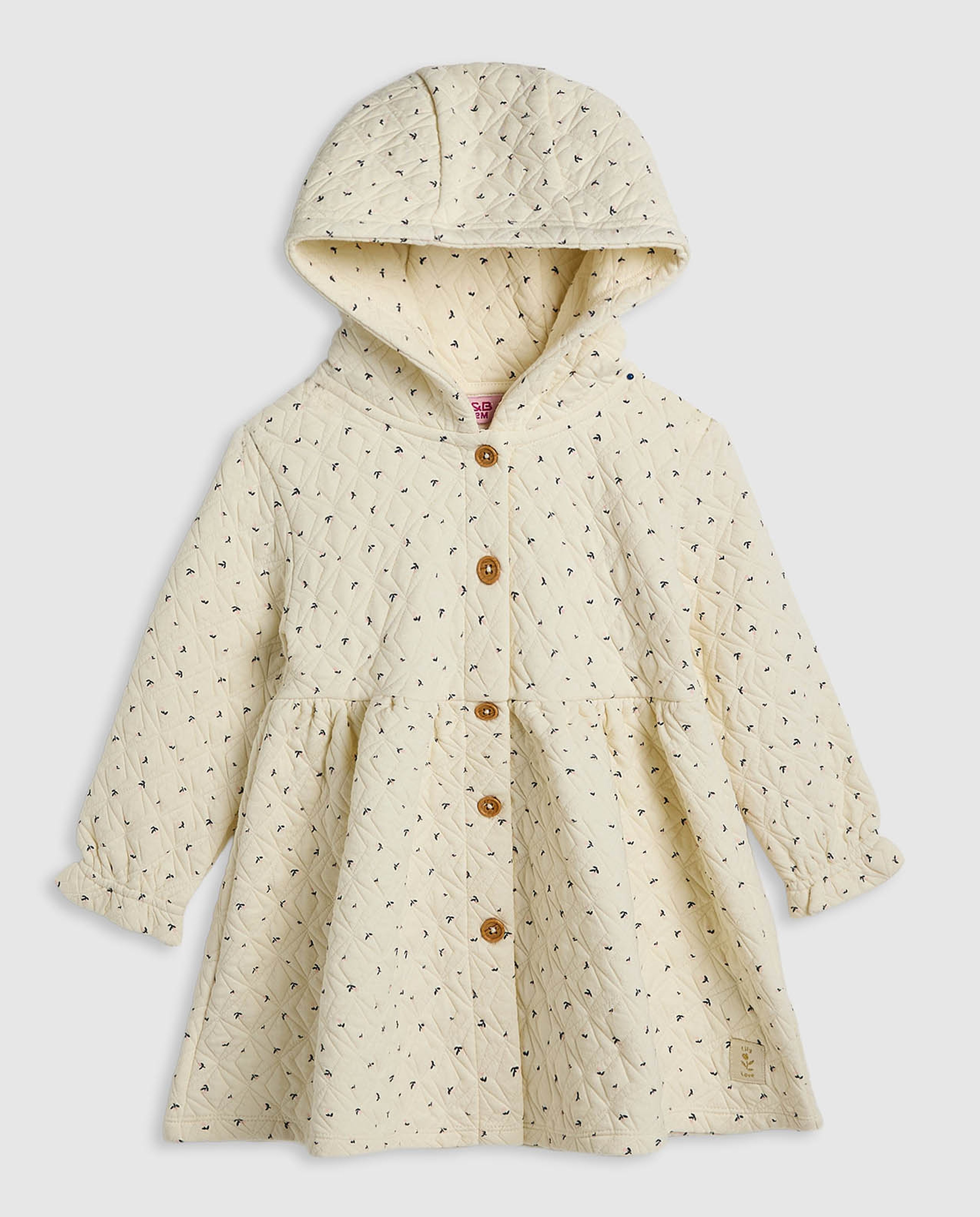 Quilted Hooded Dress with Long Sleeves