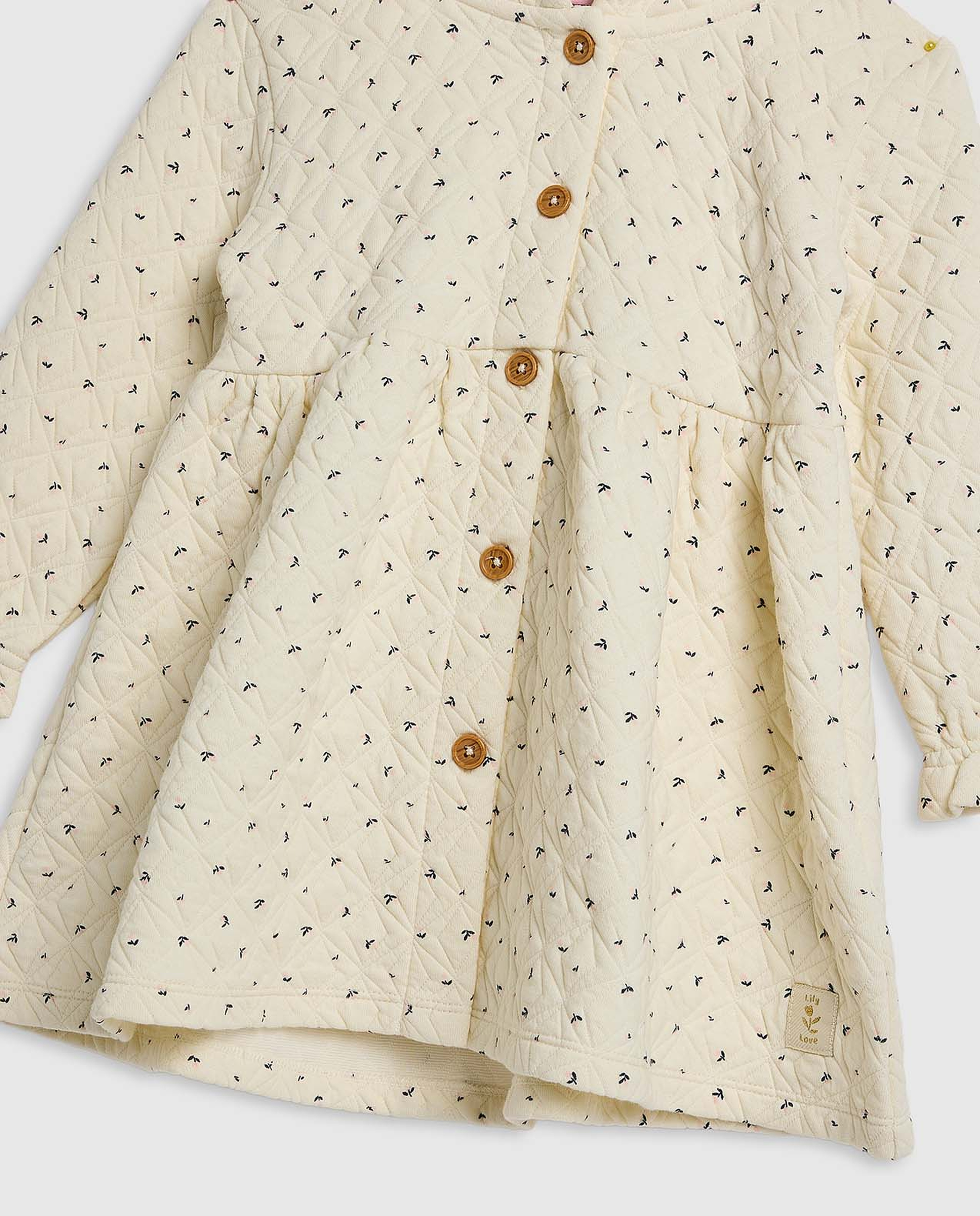 Quilted Hooded Dress with Long Sleeves