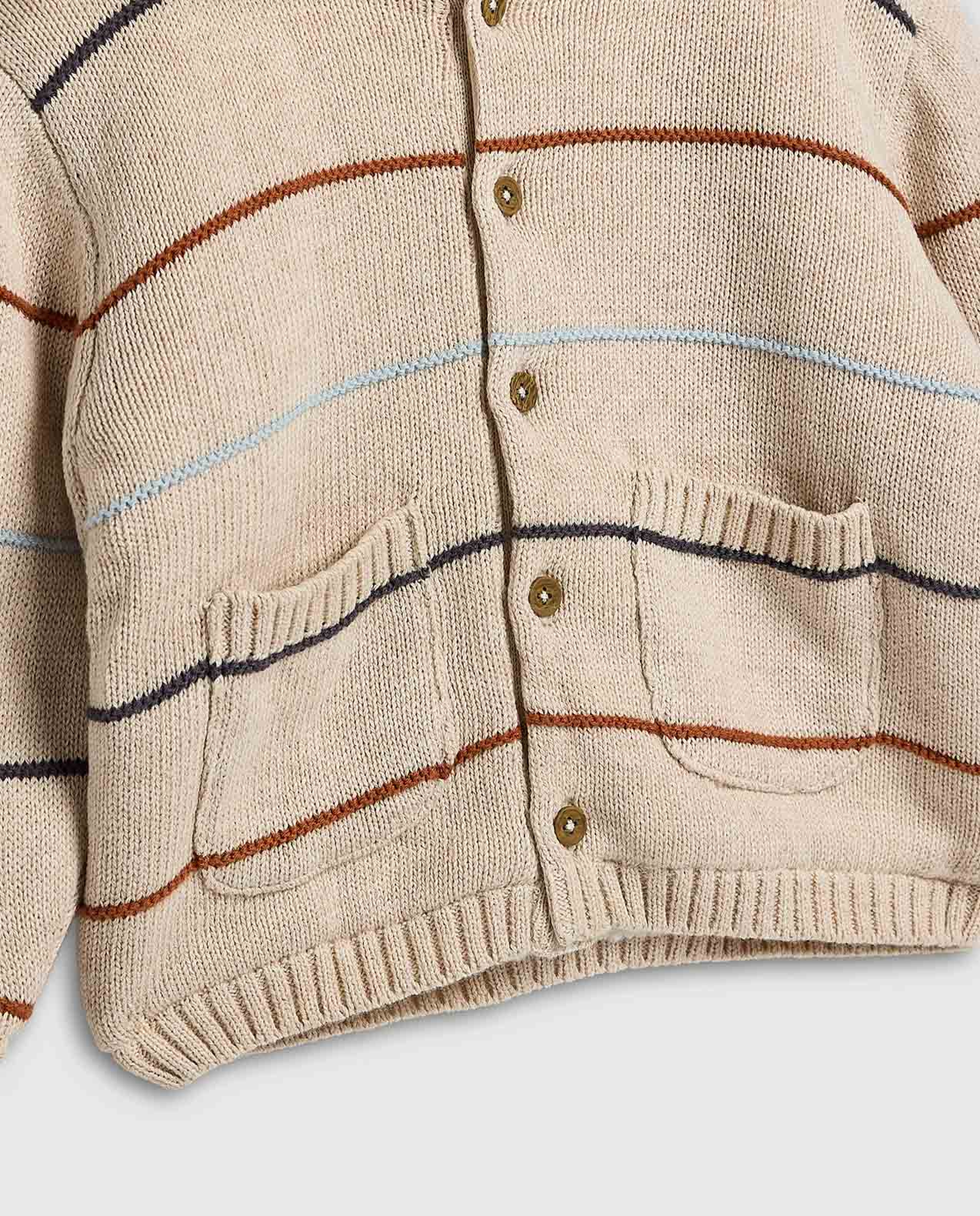 Striped Hooded Cardigan with Button Closure