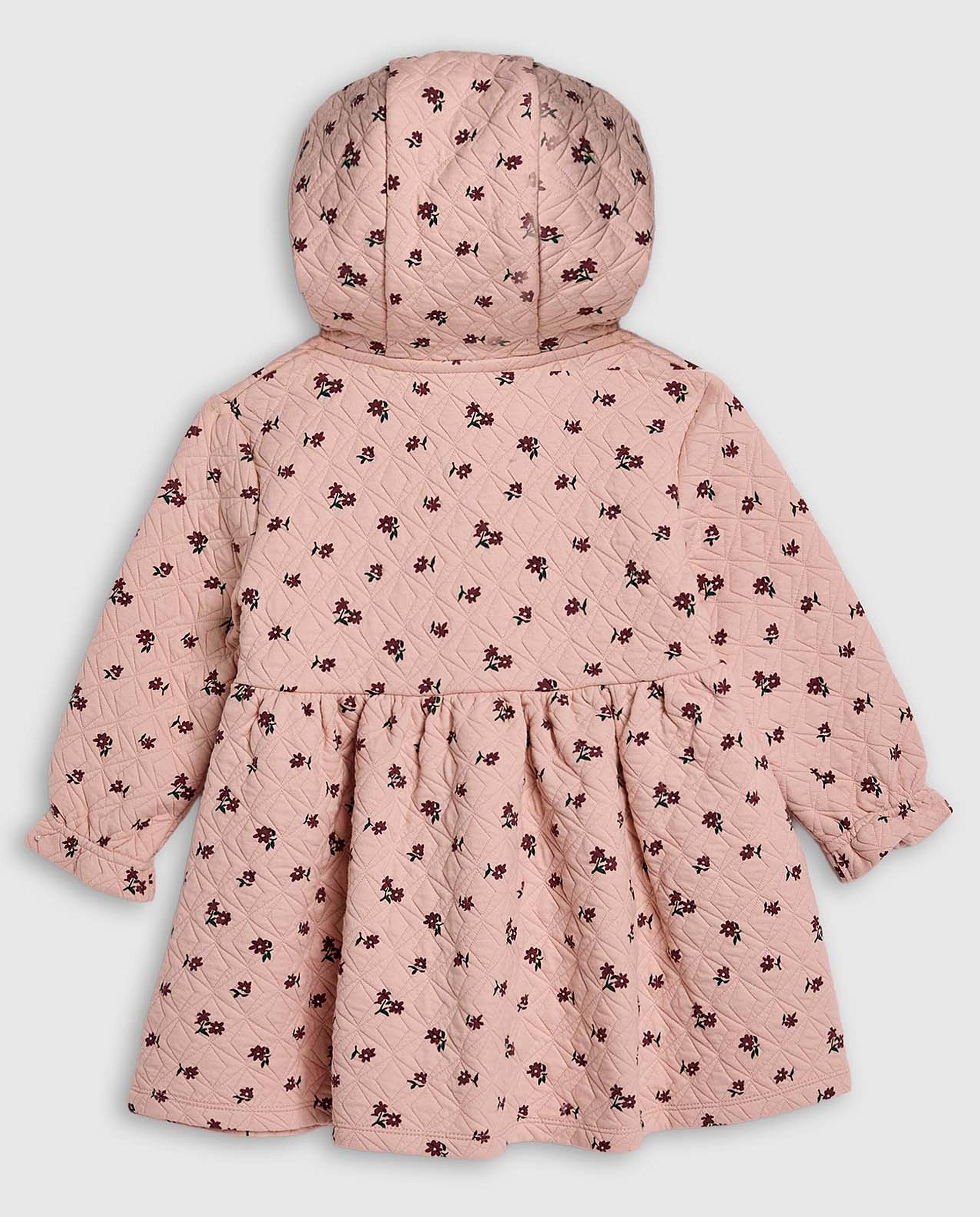 Floral Print Hooded Dress with Long Sleeves