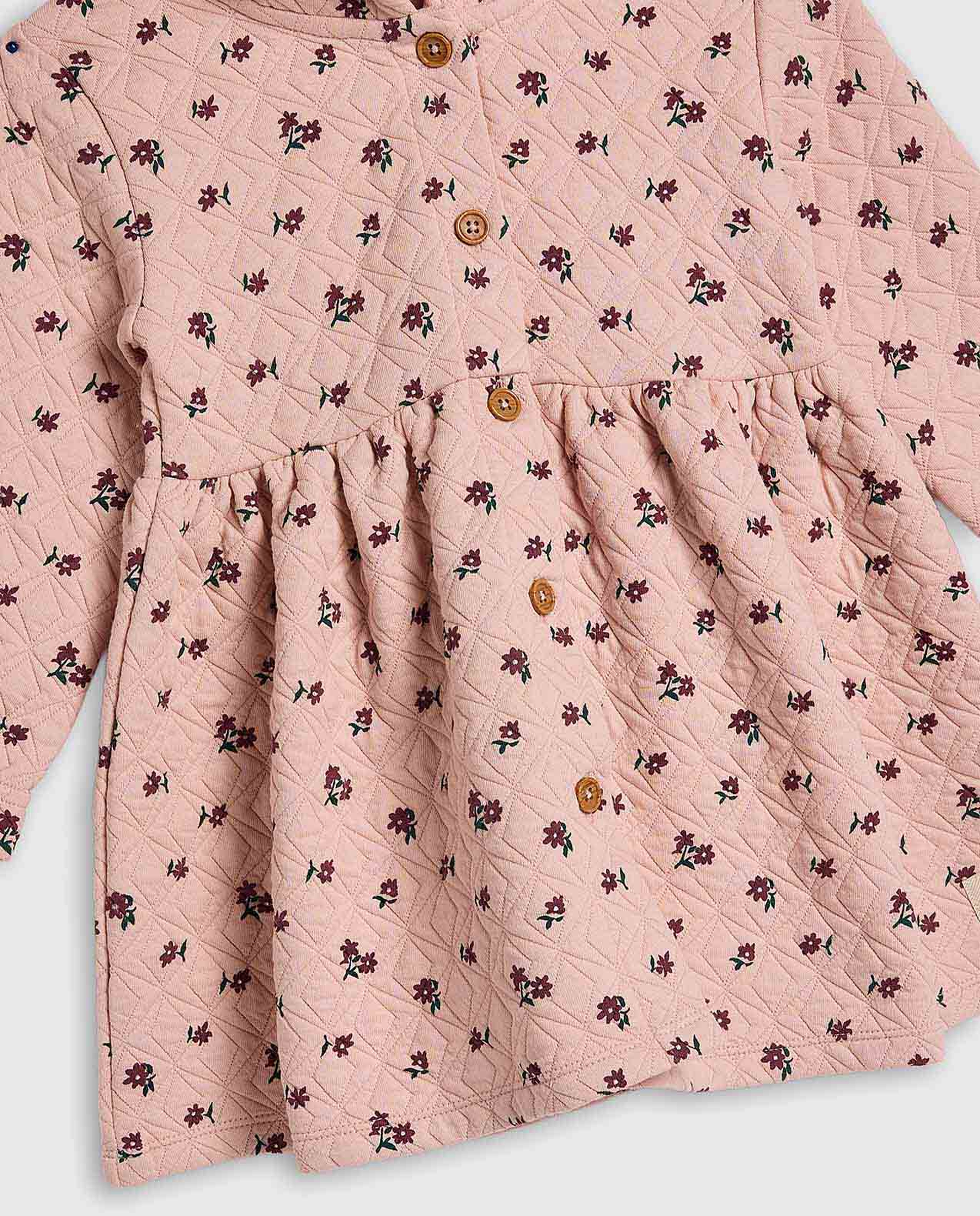 Floral Print Hooded Dress with Long Sleeves