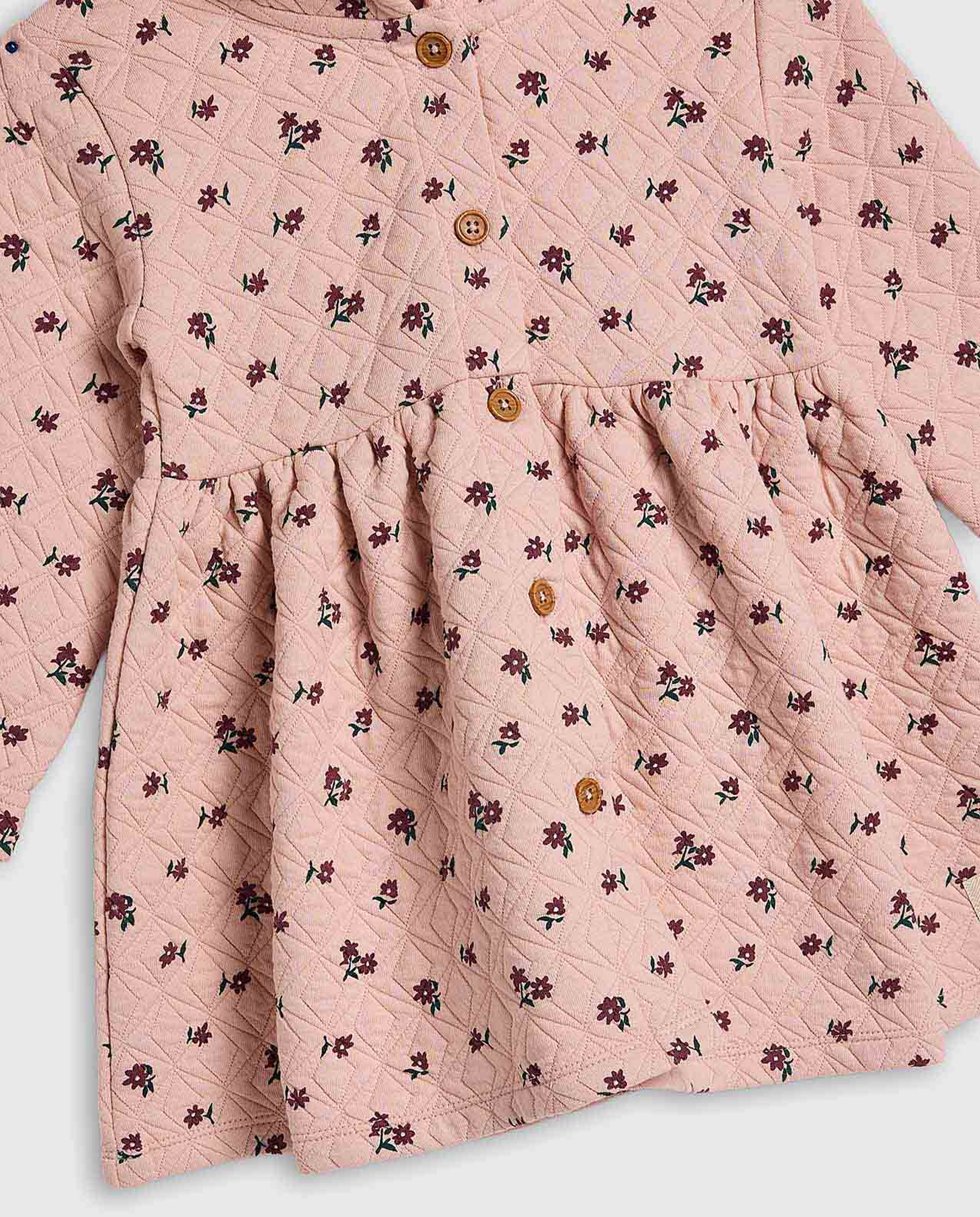 Floral Print Hooded Dress with Long Sleeves