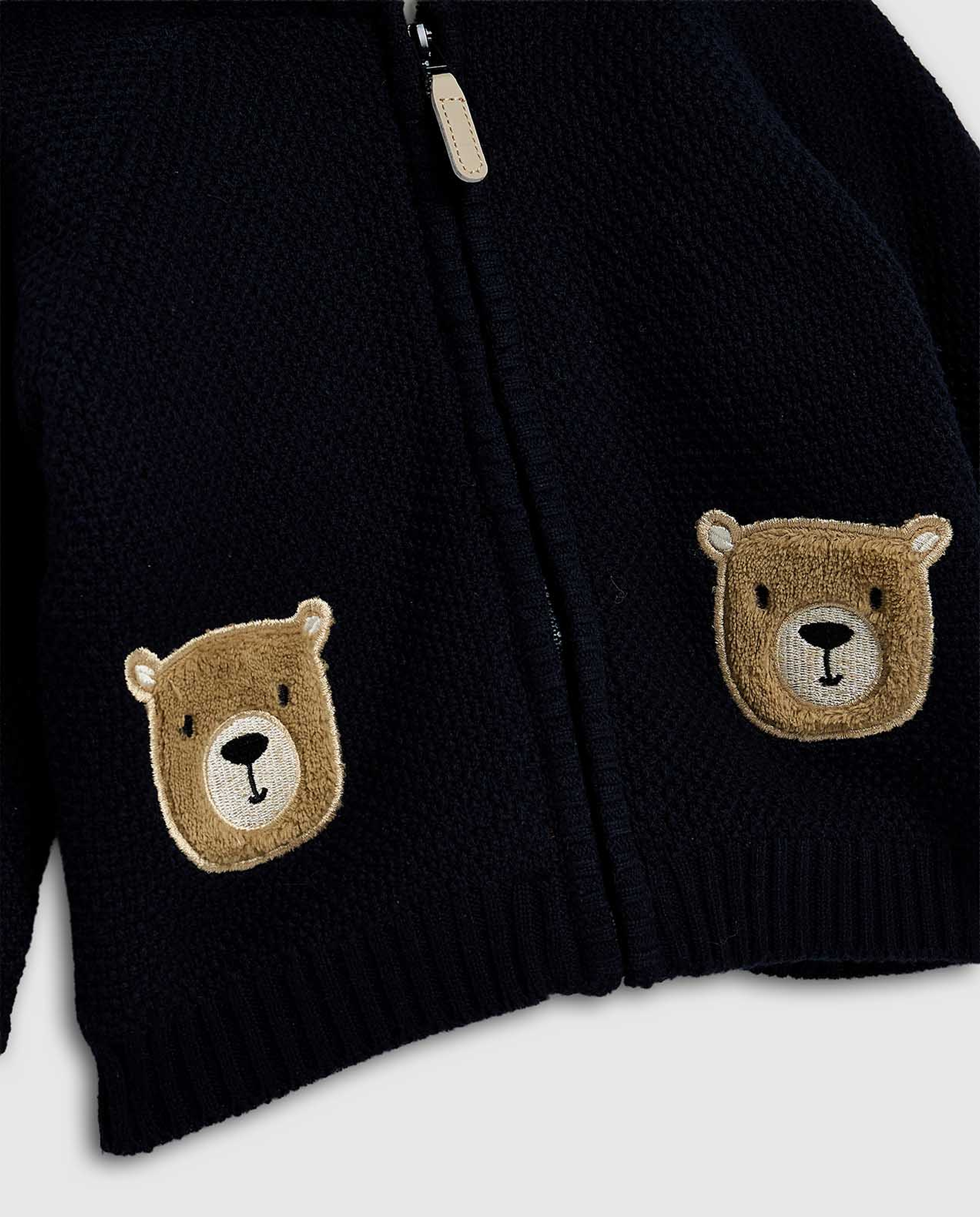 Appliqued Hooded Sweater with Zippered Closure