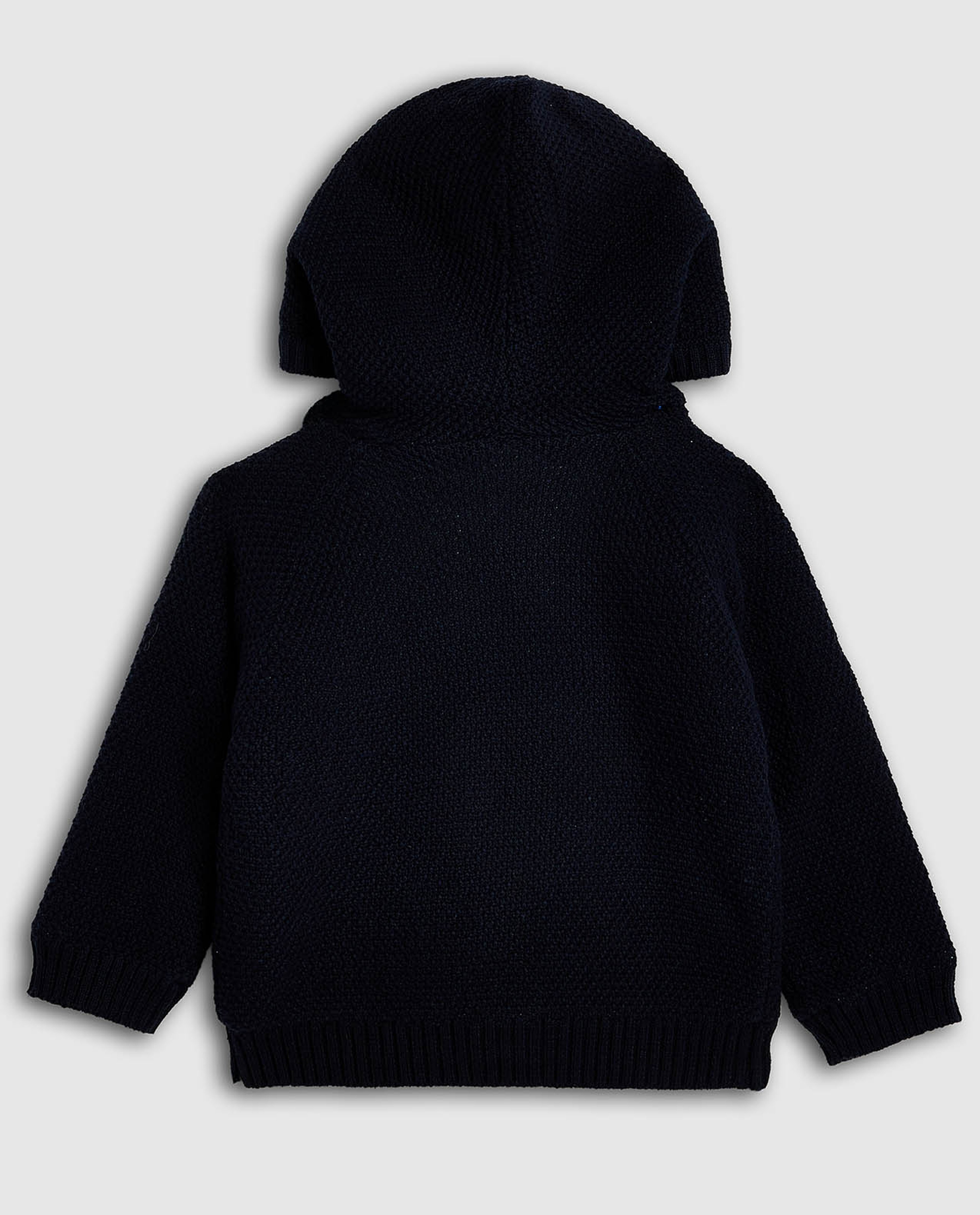 Appliqued Hooded Sweater with Zippered Closure
