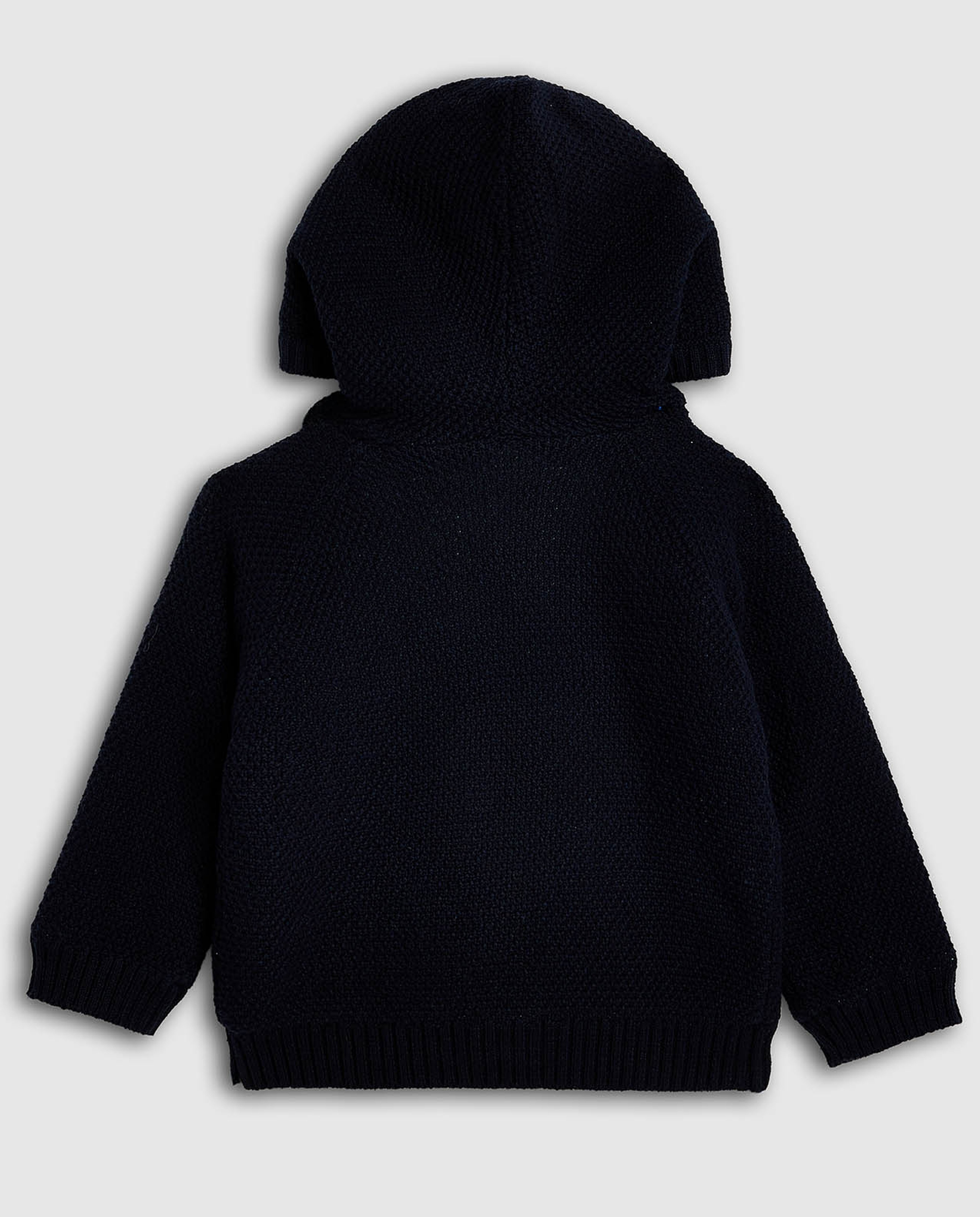 Appliqued Hooded Sweater with Zippered Closure