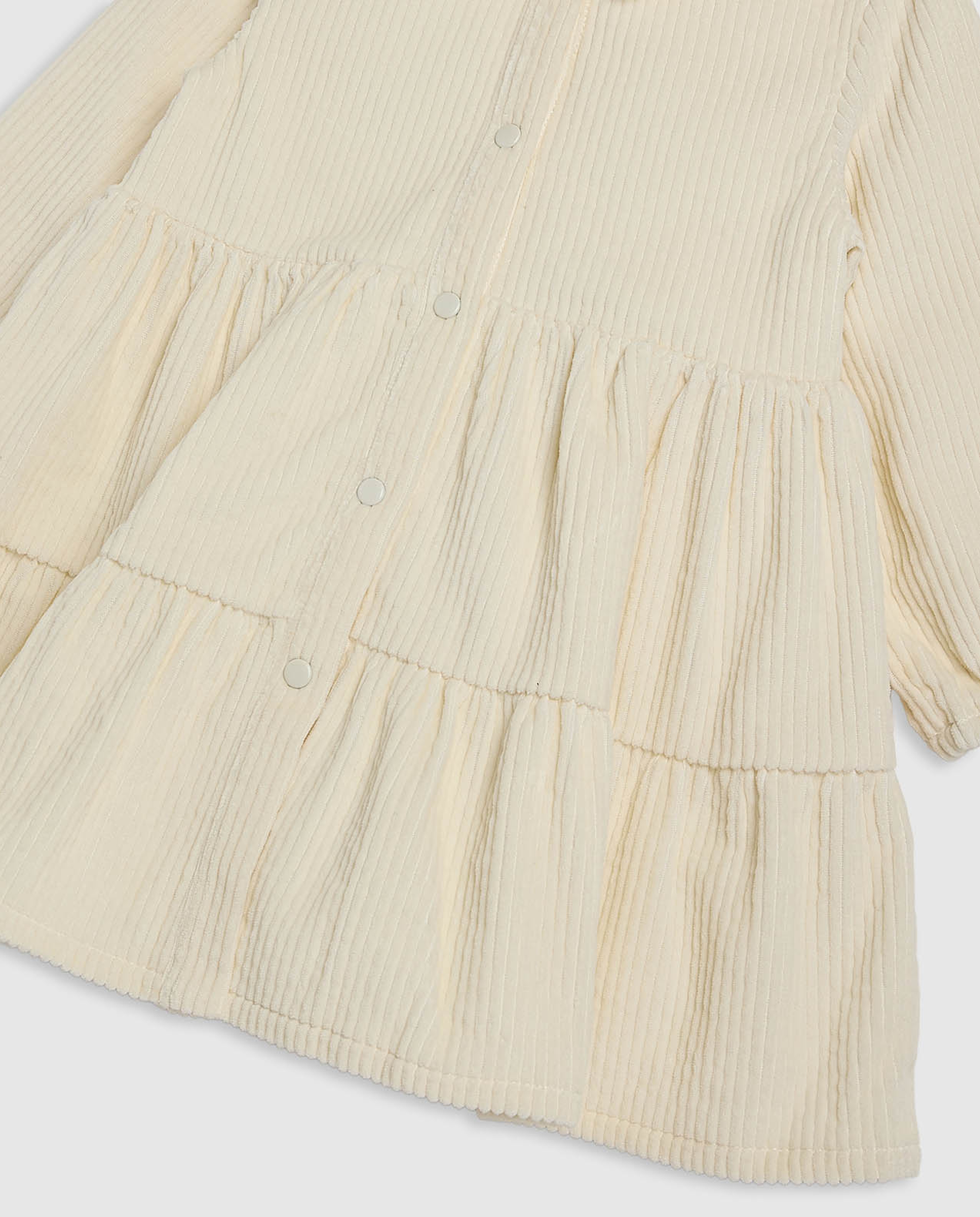 Textured Shirt Dress with Puff Sleeves