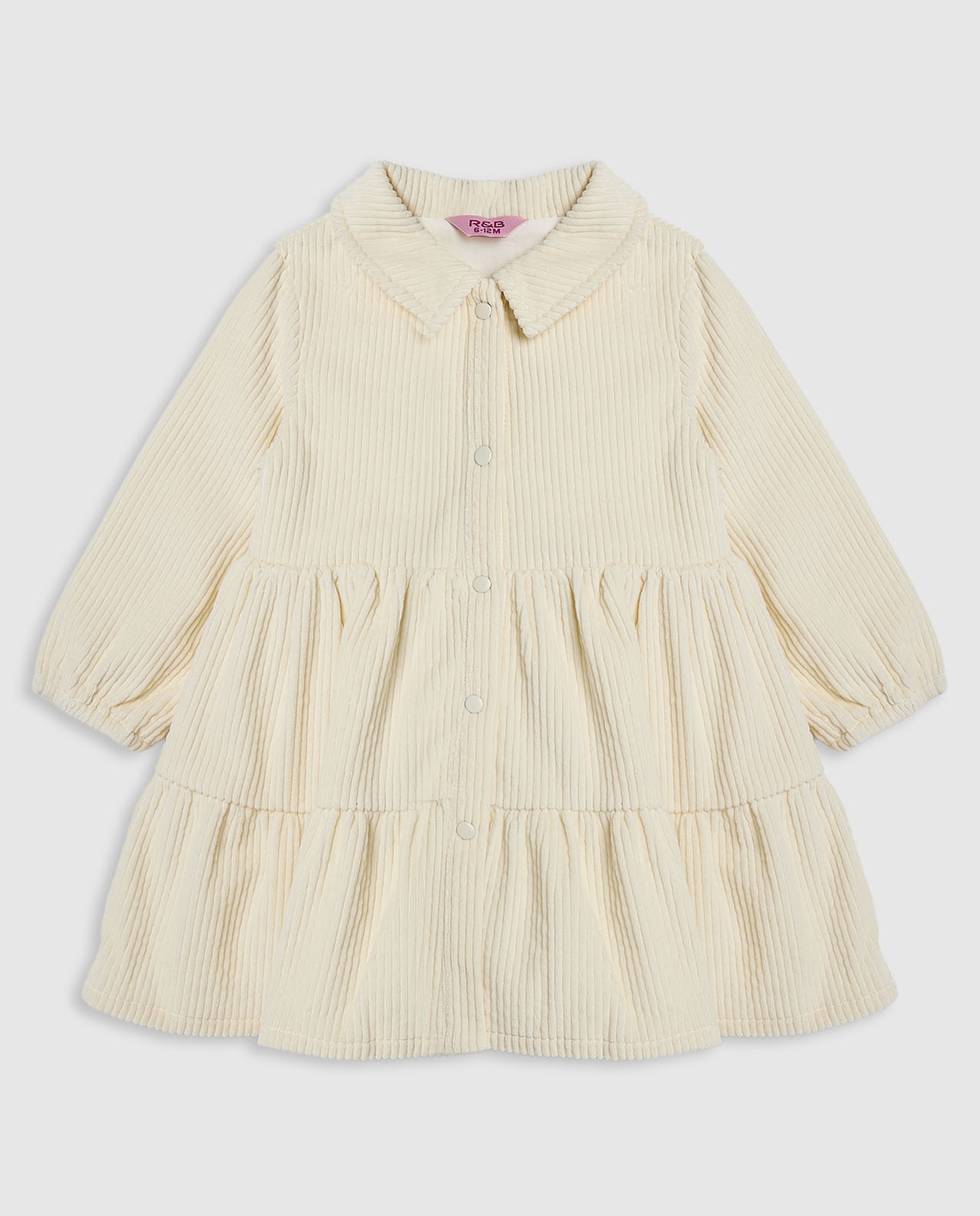 Textured Shirt Dress with Puff Sleeves