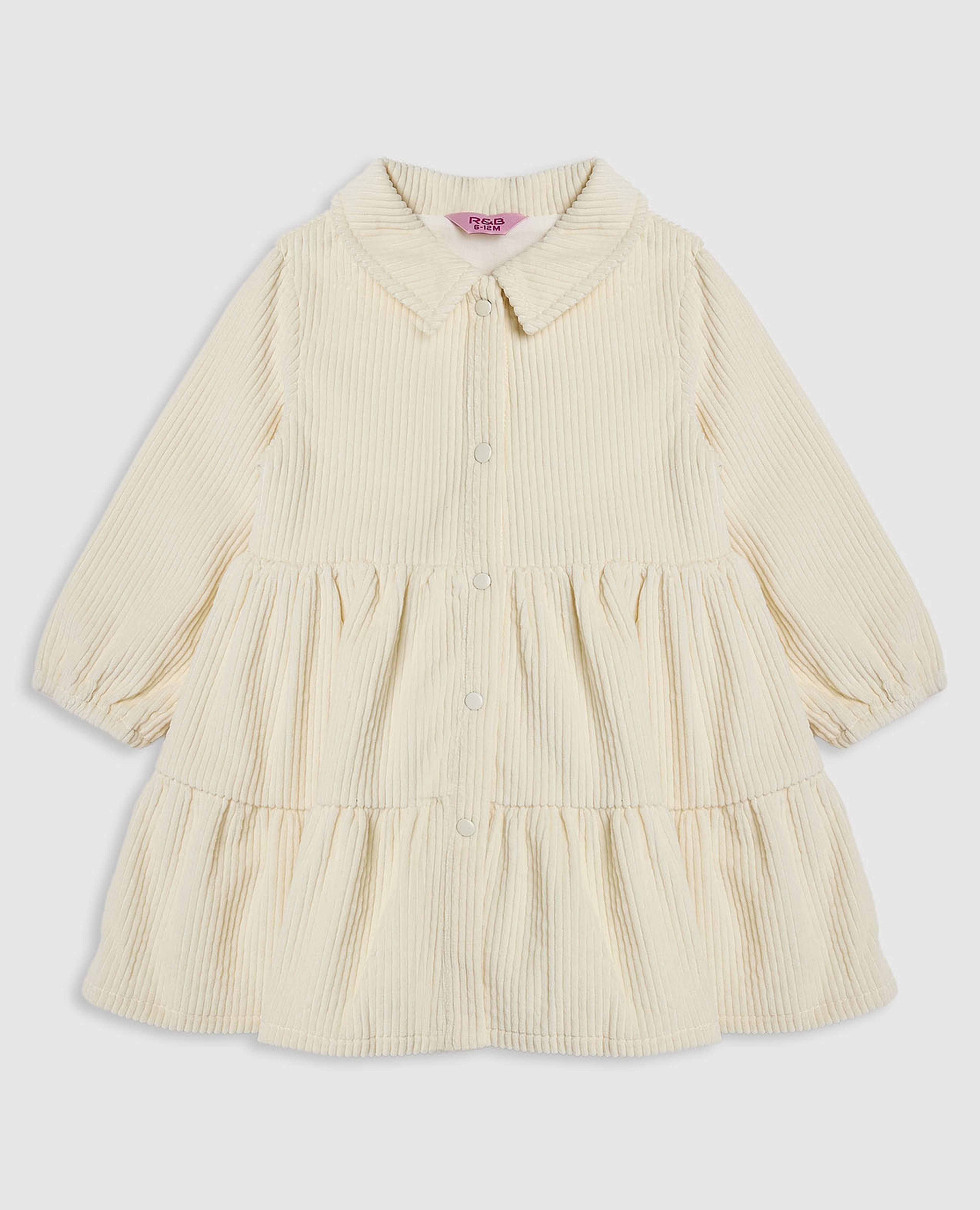 Textured Shirt Dress with Puff Sleeves