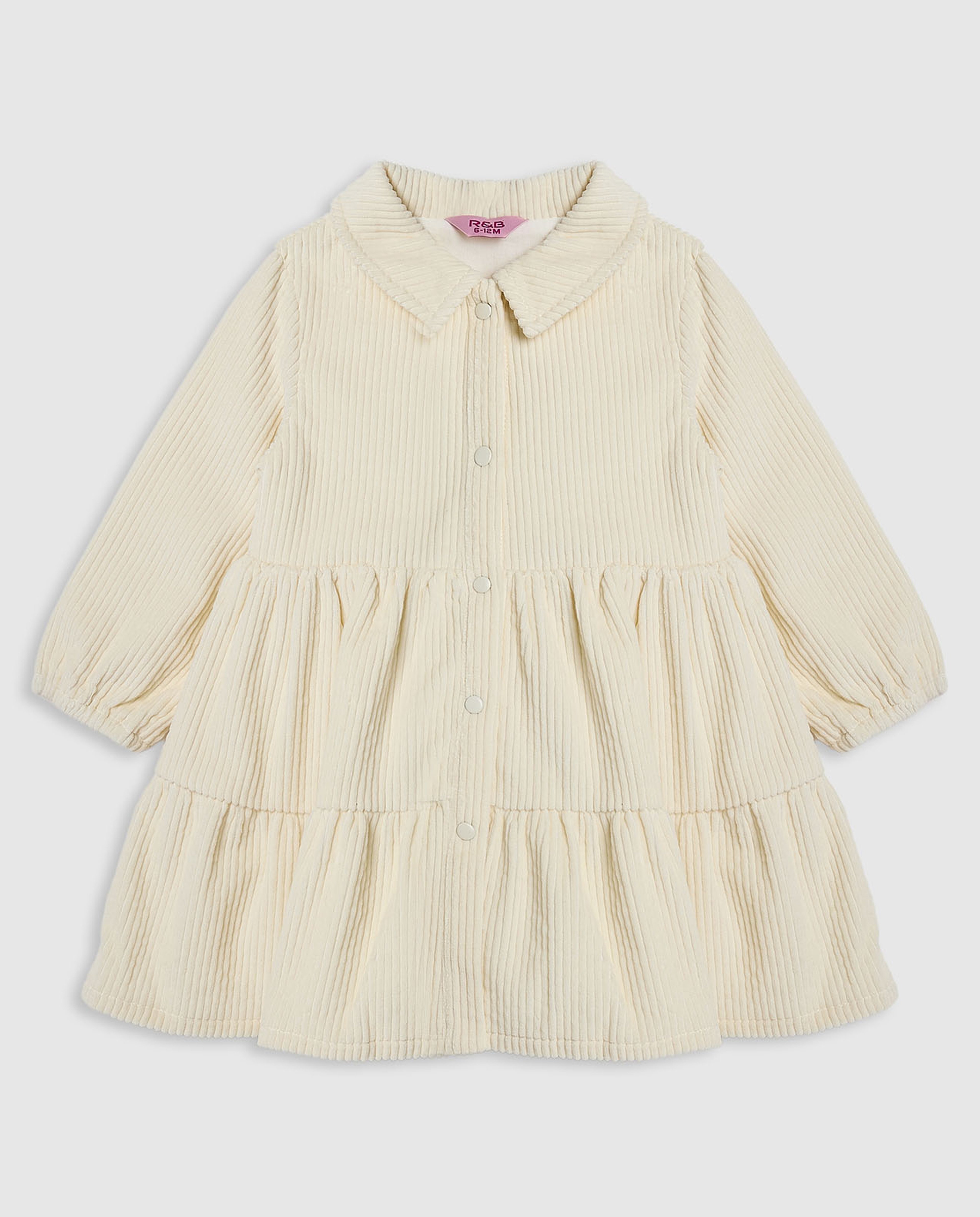 Textured Shirt Dress with Puff Sleeves