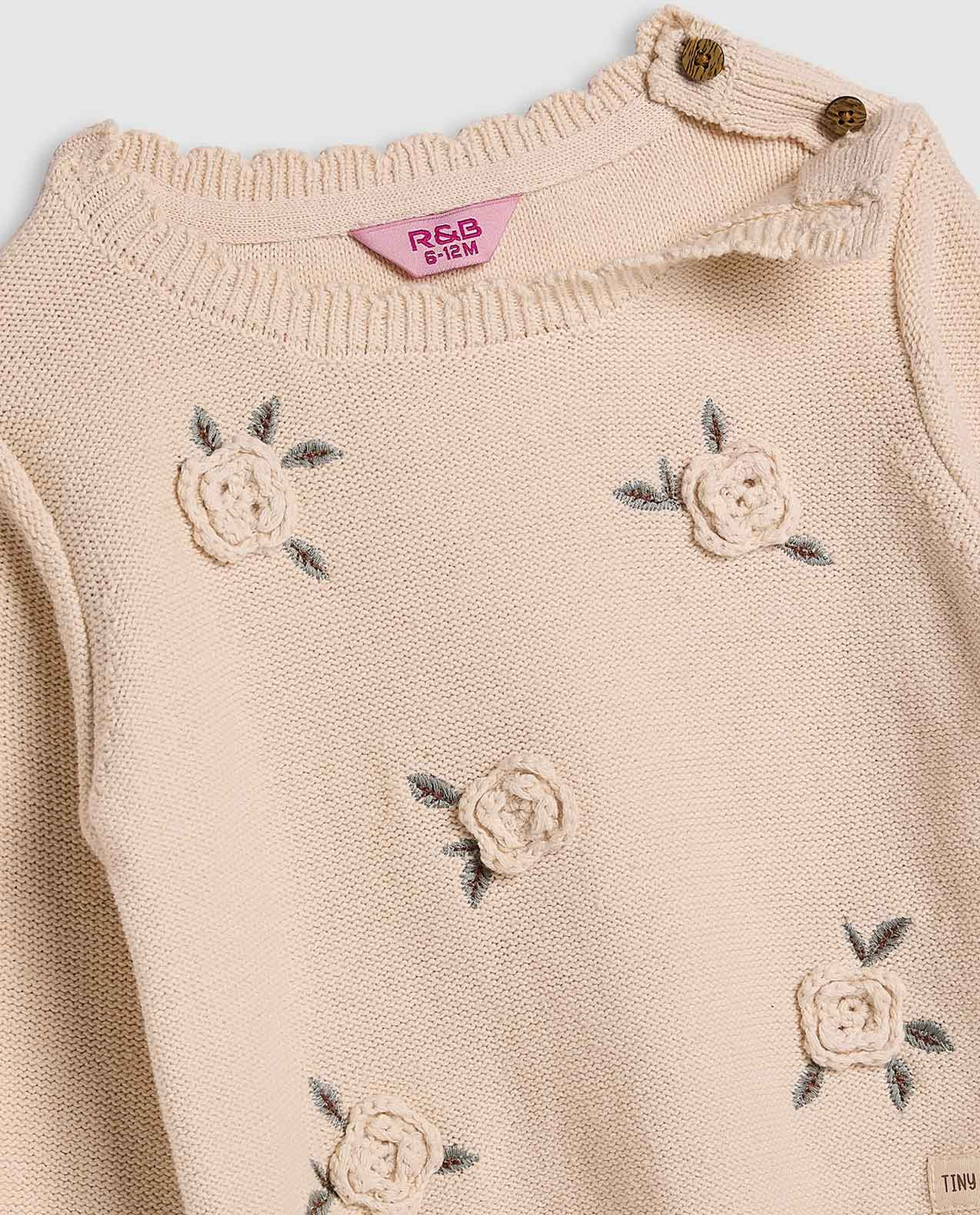 Embroidered Sweater with Crew Neck and Long Sleeves