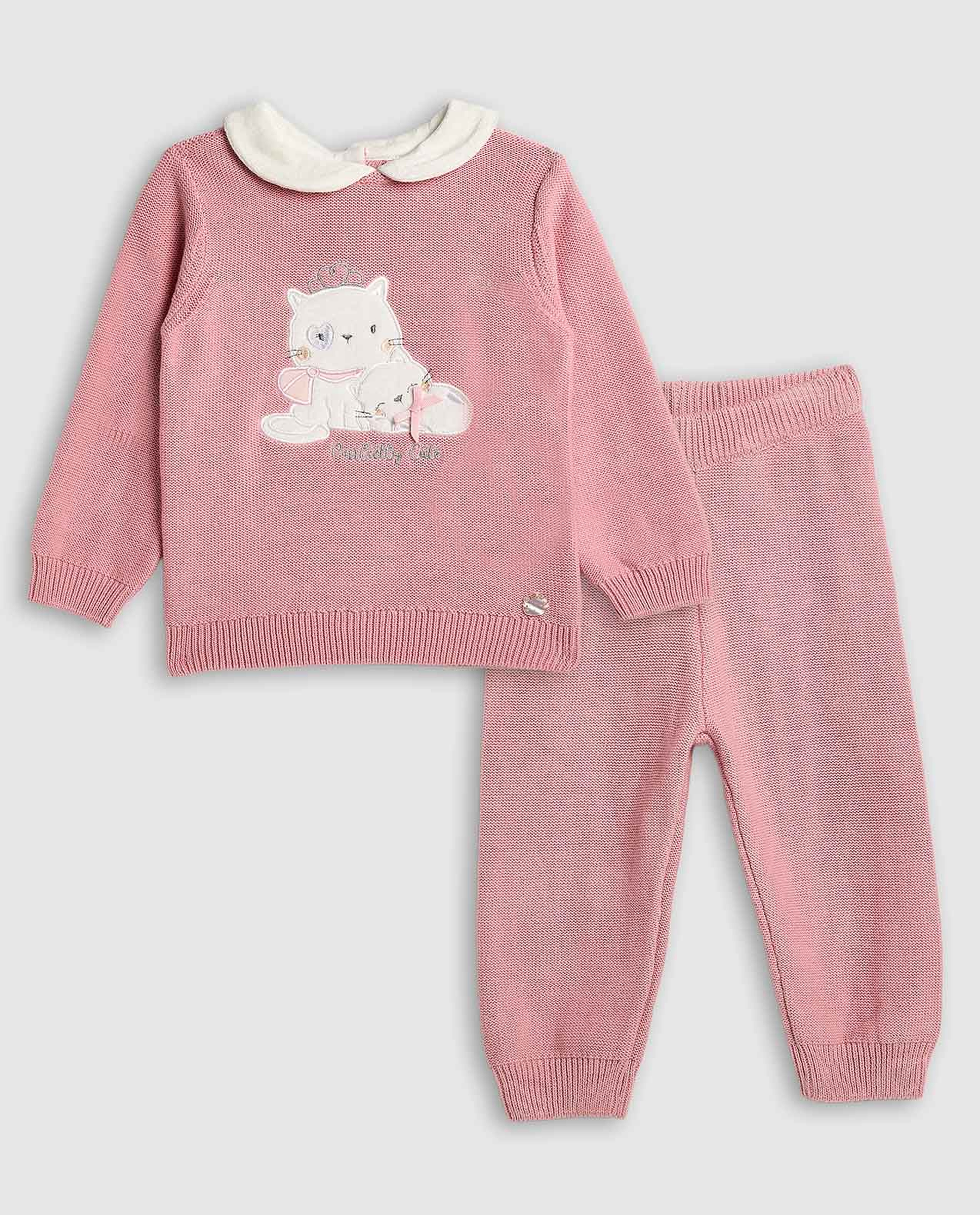 Appliqued Collared Clothing Set