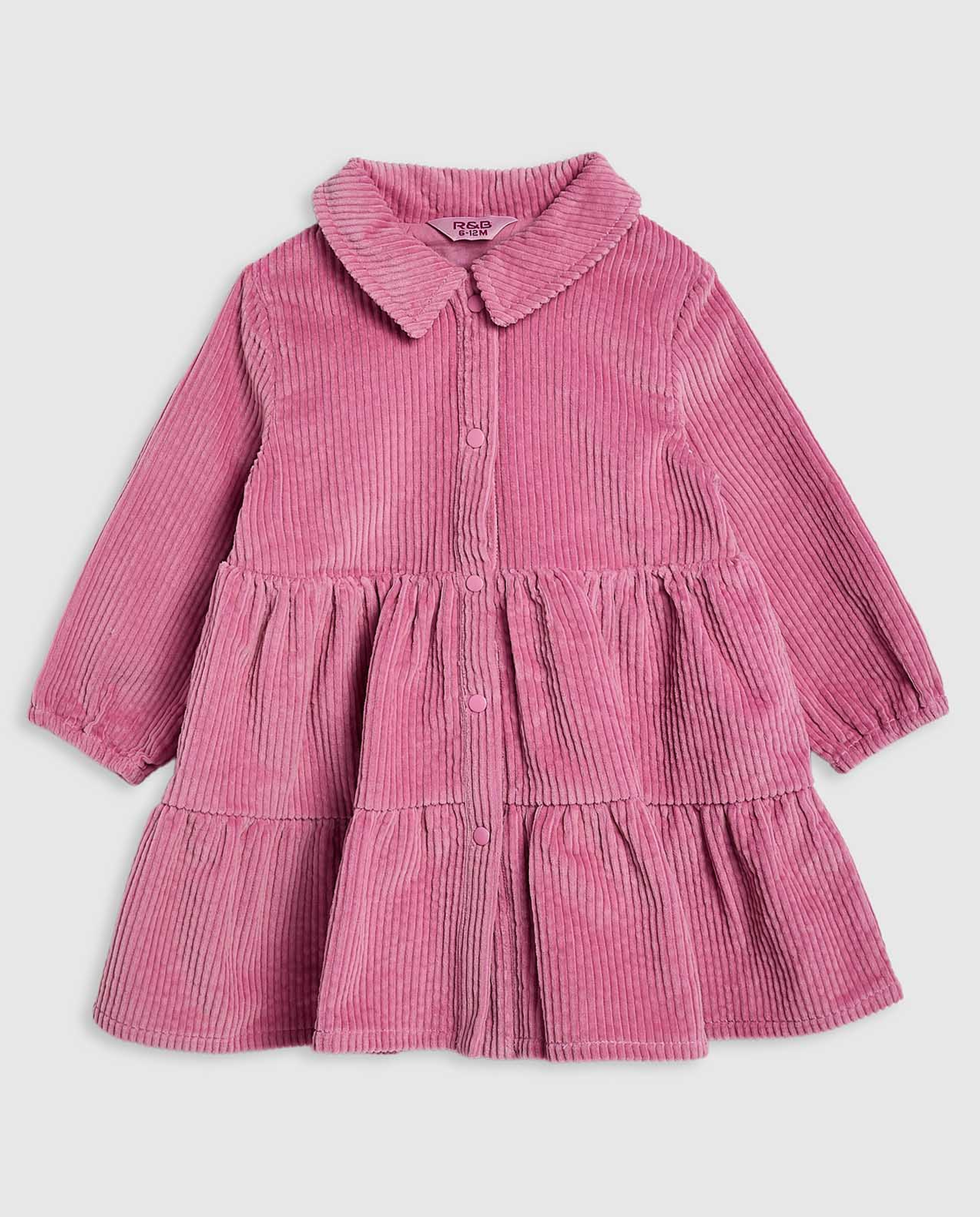 Textured Shirt Dress with Puff Sleeves