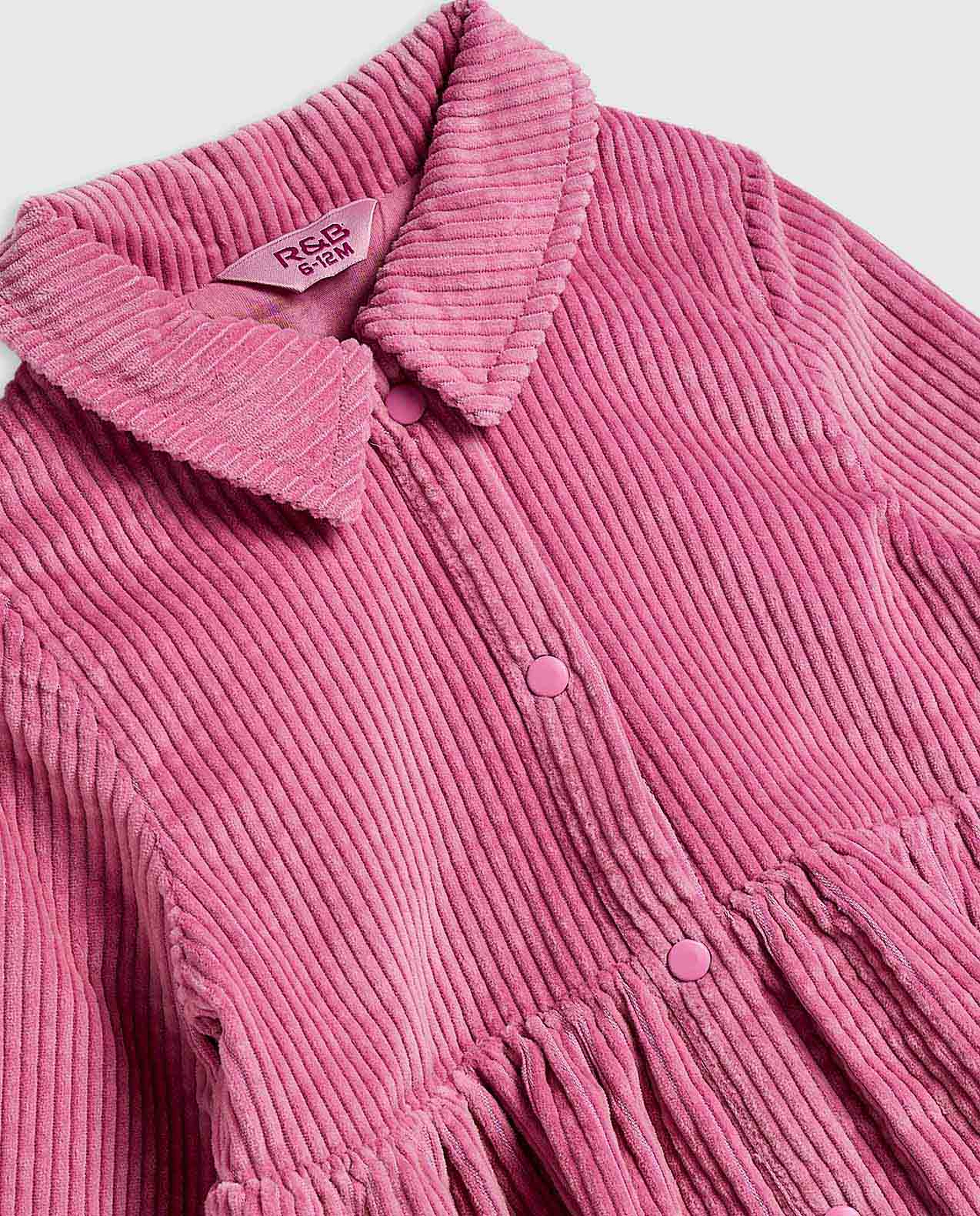 Textured Shirt Dress with Puff Sleeves