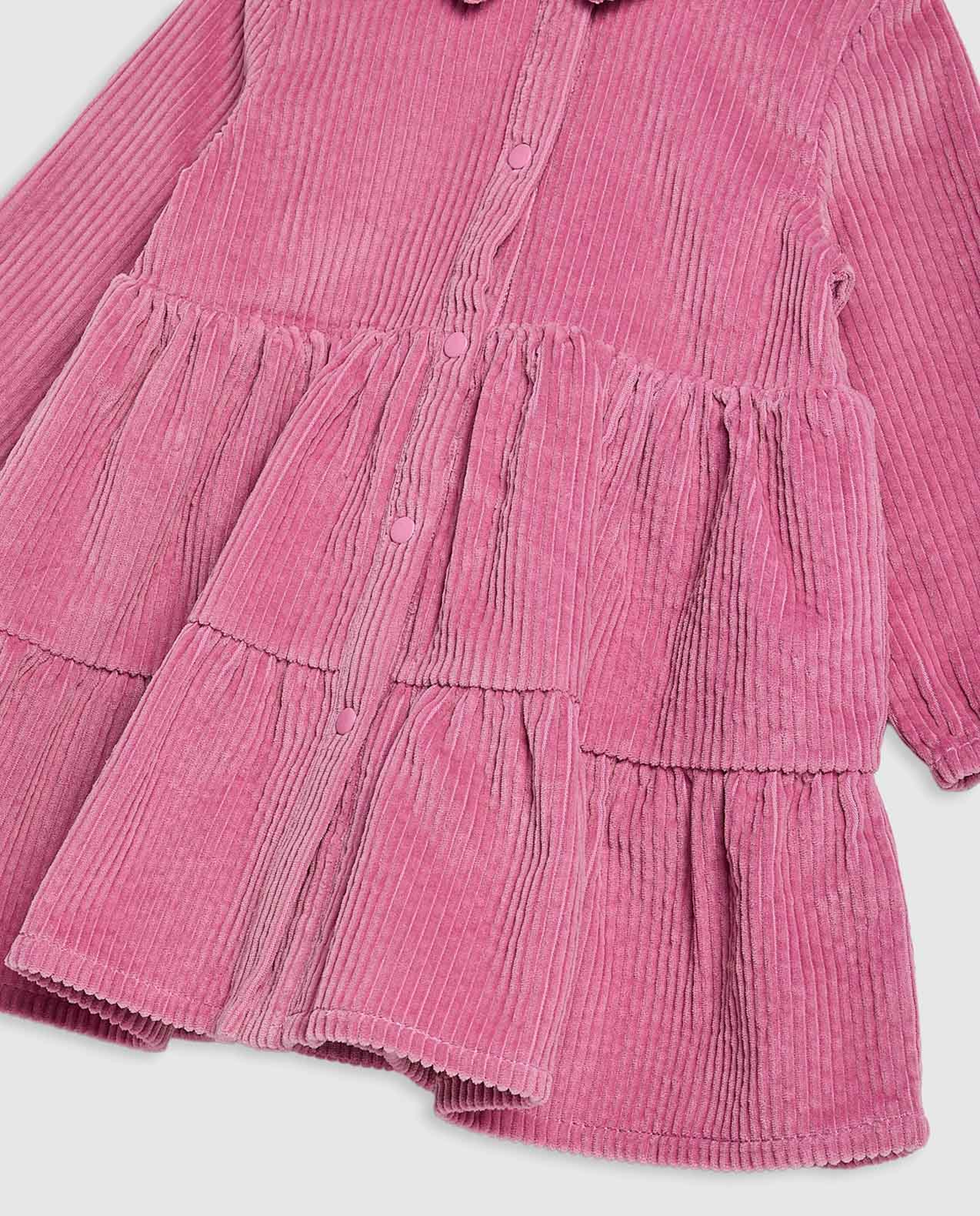 Textured Shirt Dress with Puff Sleeves