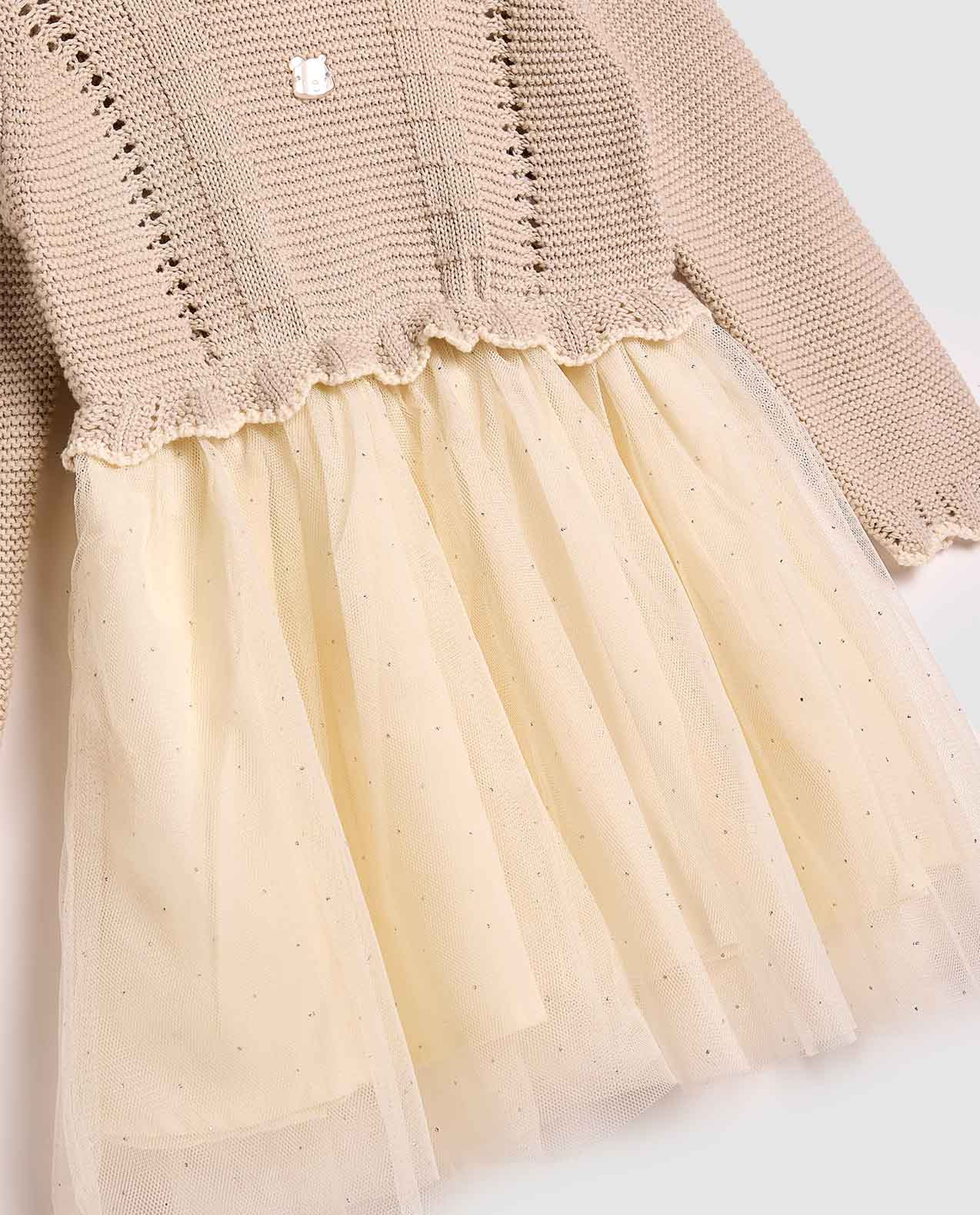 Knitted Fit and Flare Dress with Long Sleeves