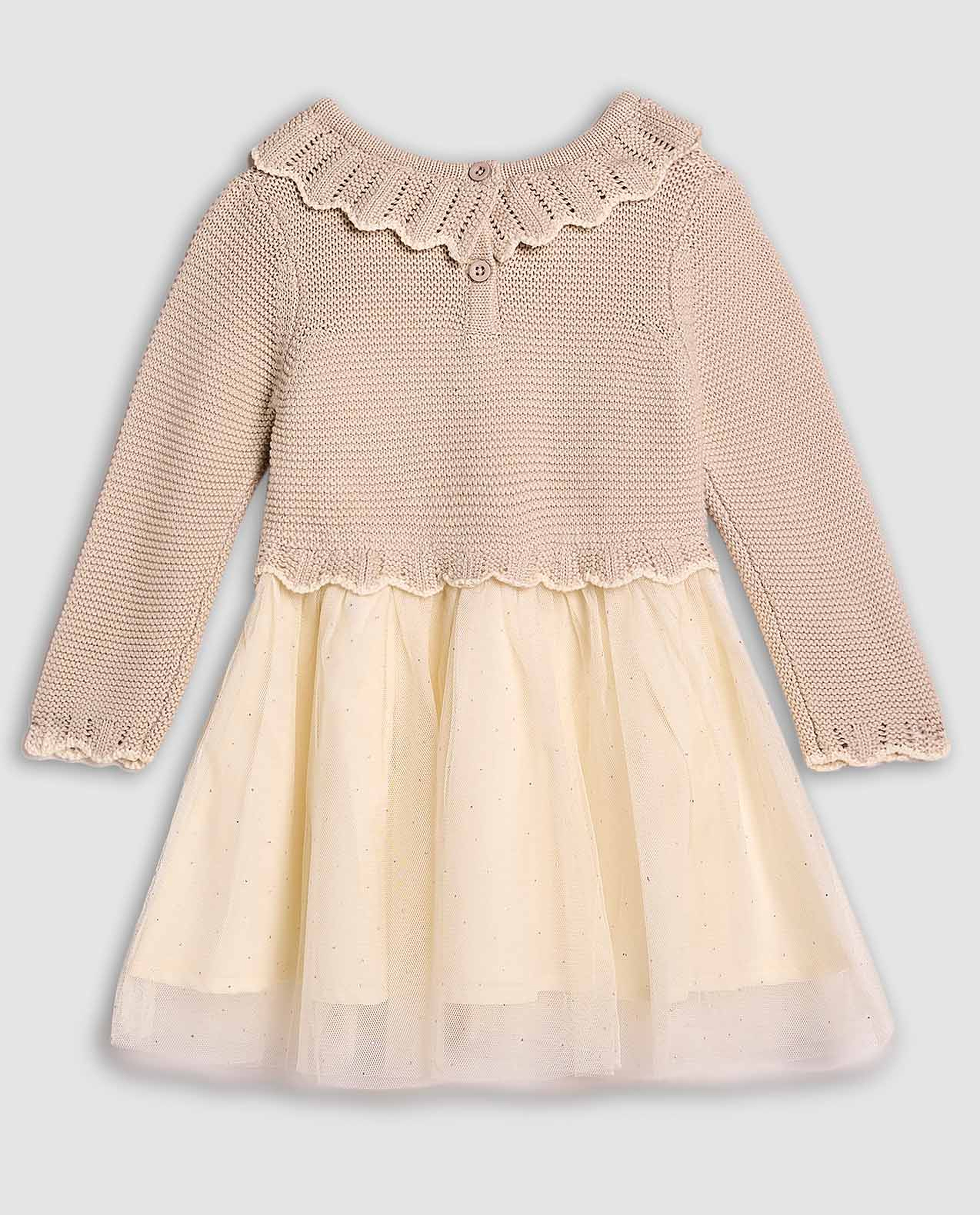 Knitted Fit and Flare Dress with Long Sleeves