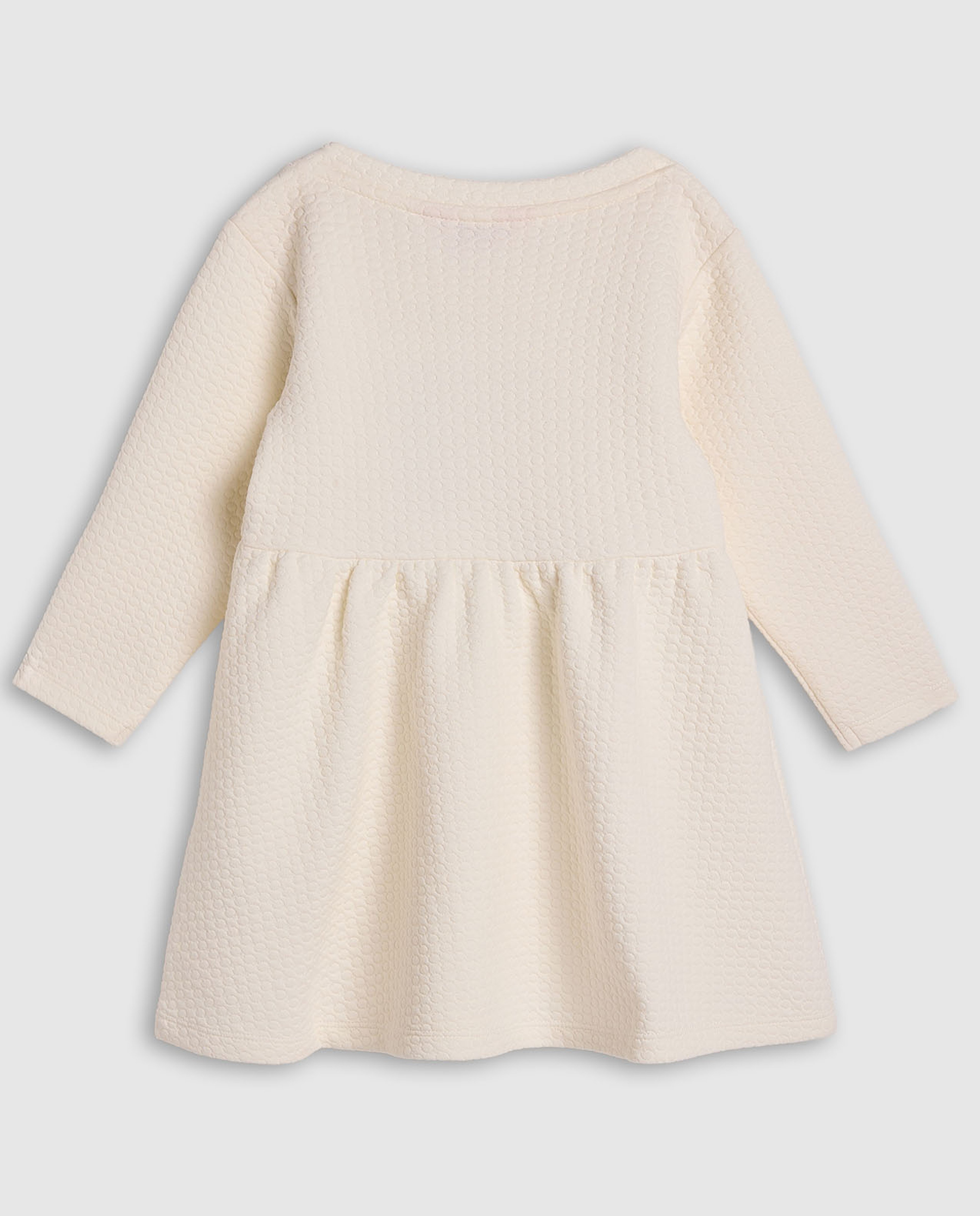 Quilted Fit and Flare Dress with Long Sleeves