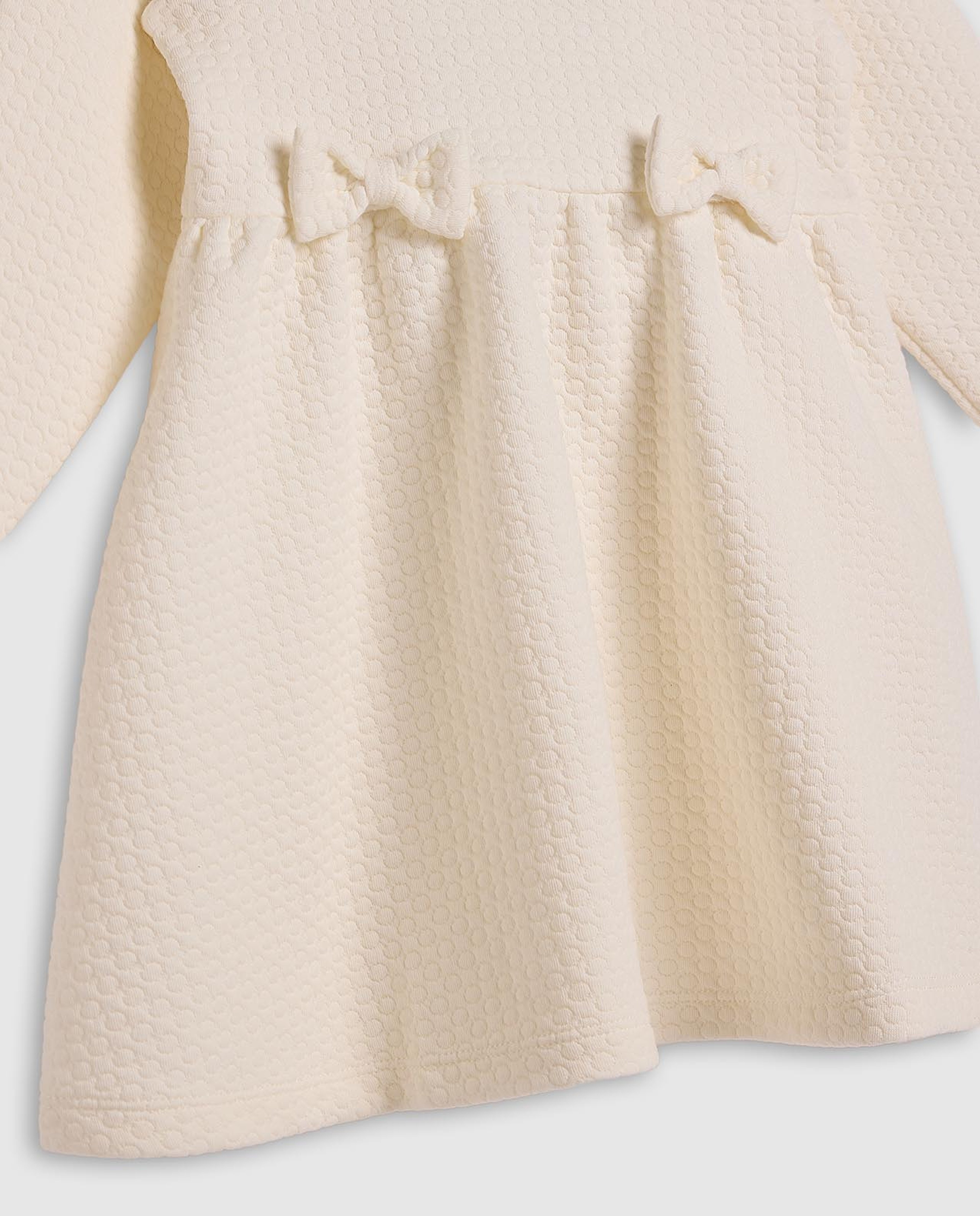 Quilted Fit and Flare Dress with Long Sleeves