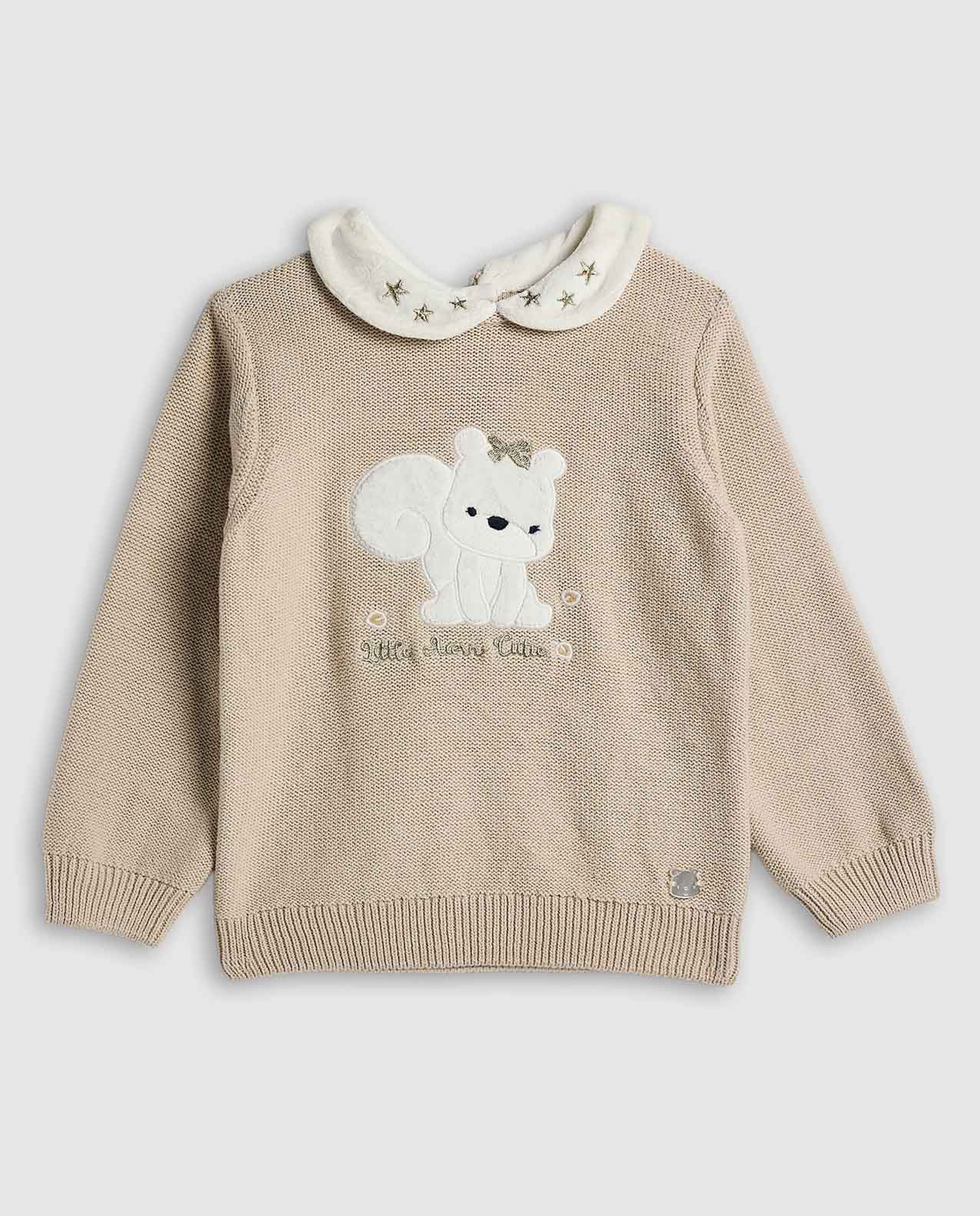 Appliqued Collared Clothing Set