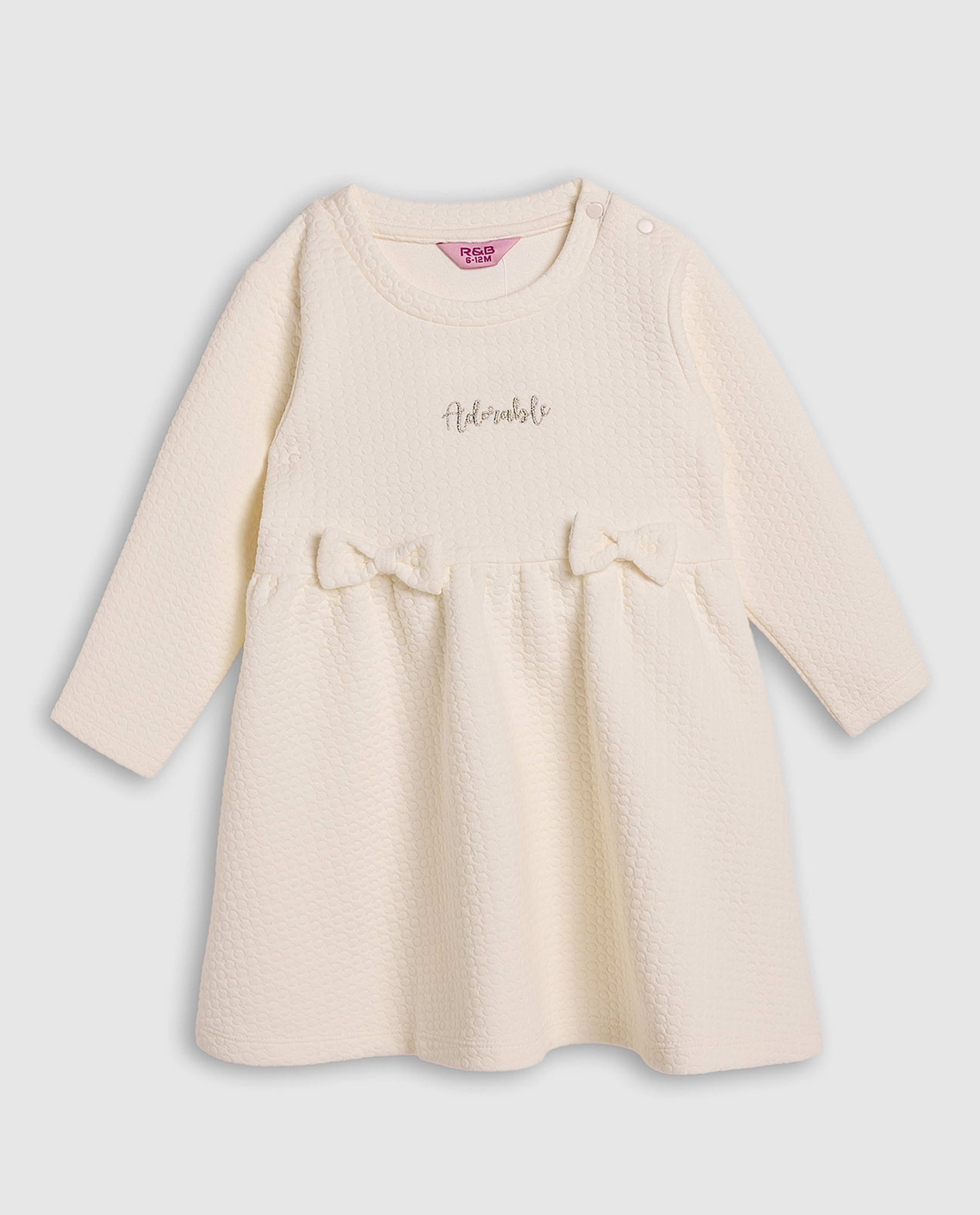 Quilted Fit and Flare Dress with Long Sleeves