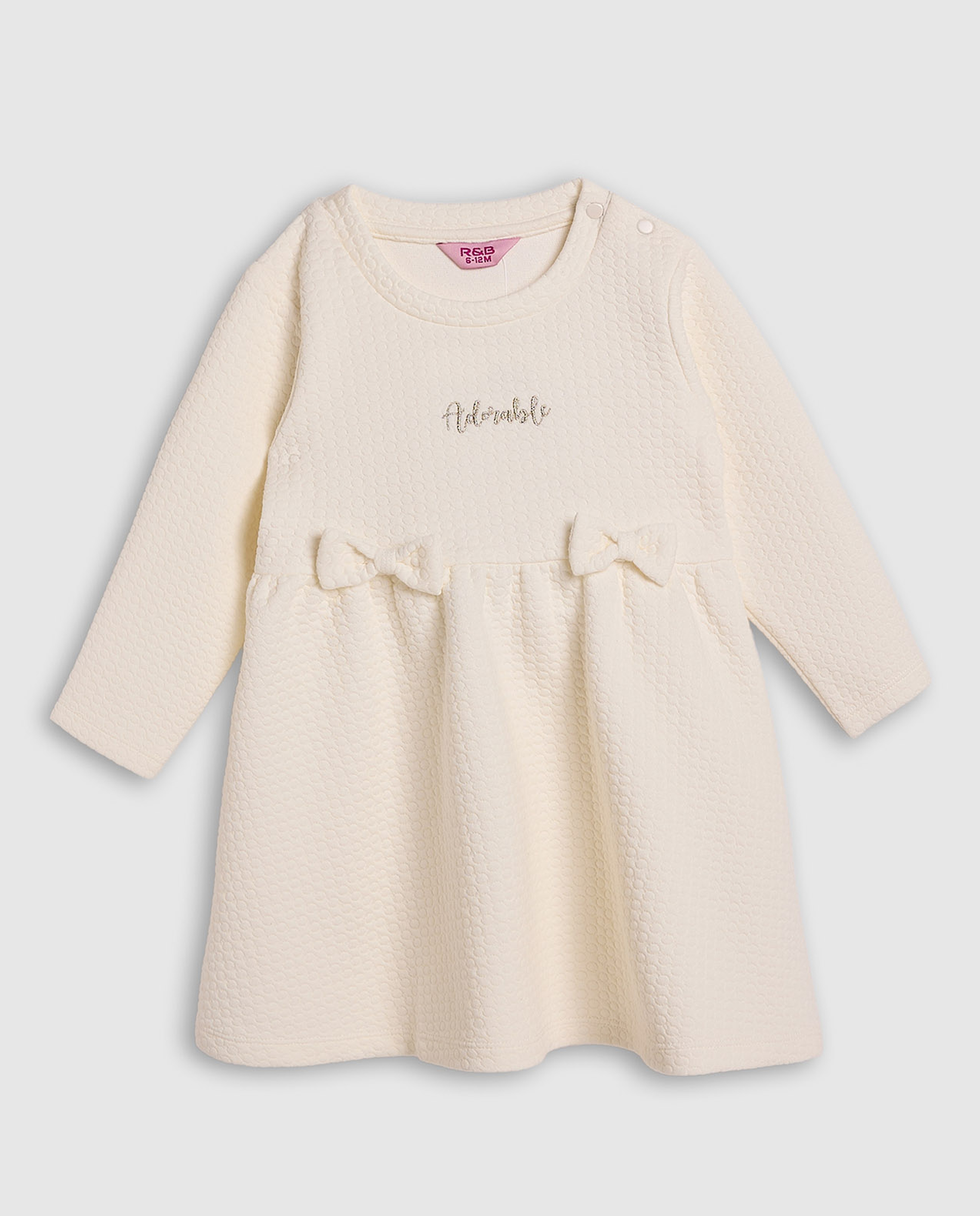 Quilted Fit and Flare Dress with Long Sleeves