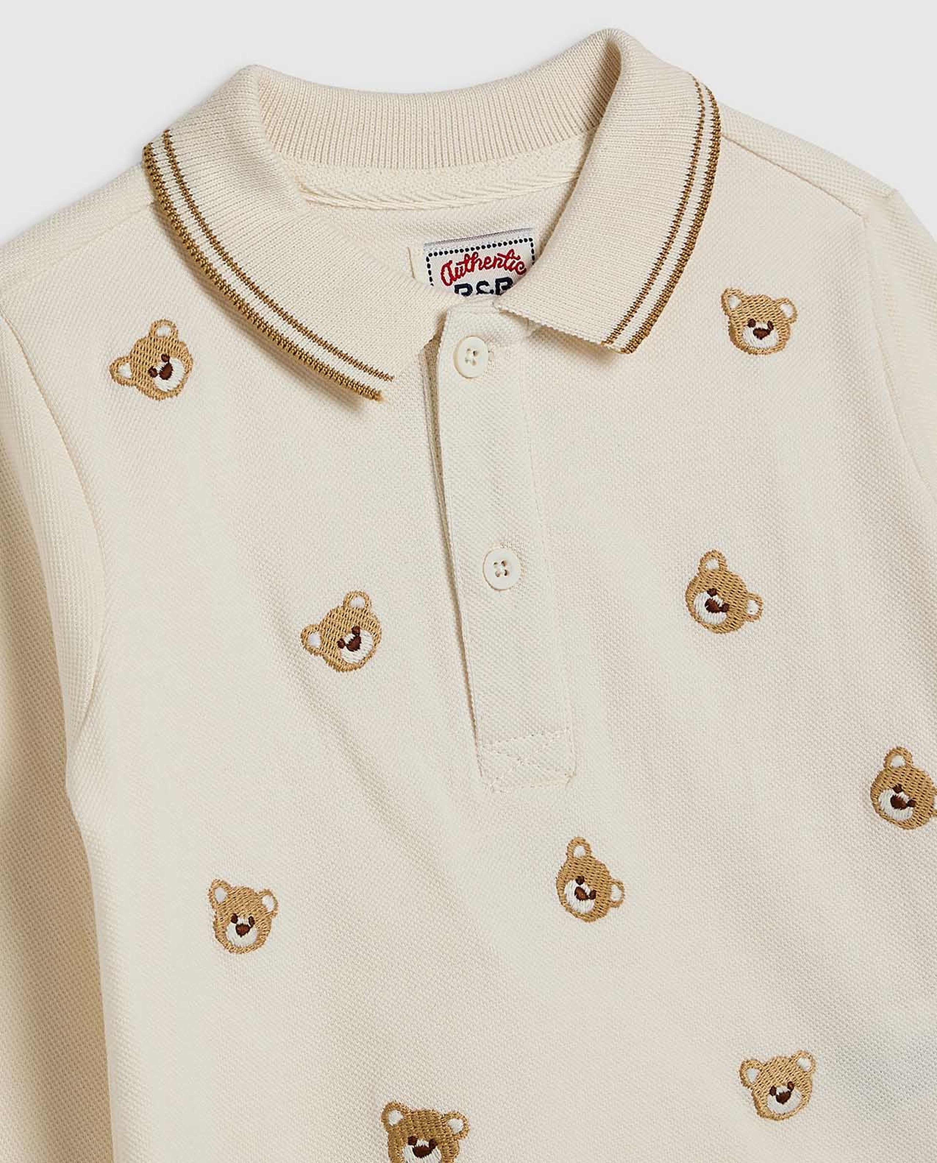 Embroidered Polo T-Shirt with Long Sleeves
