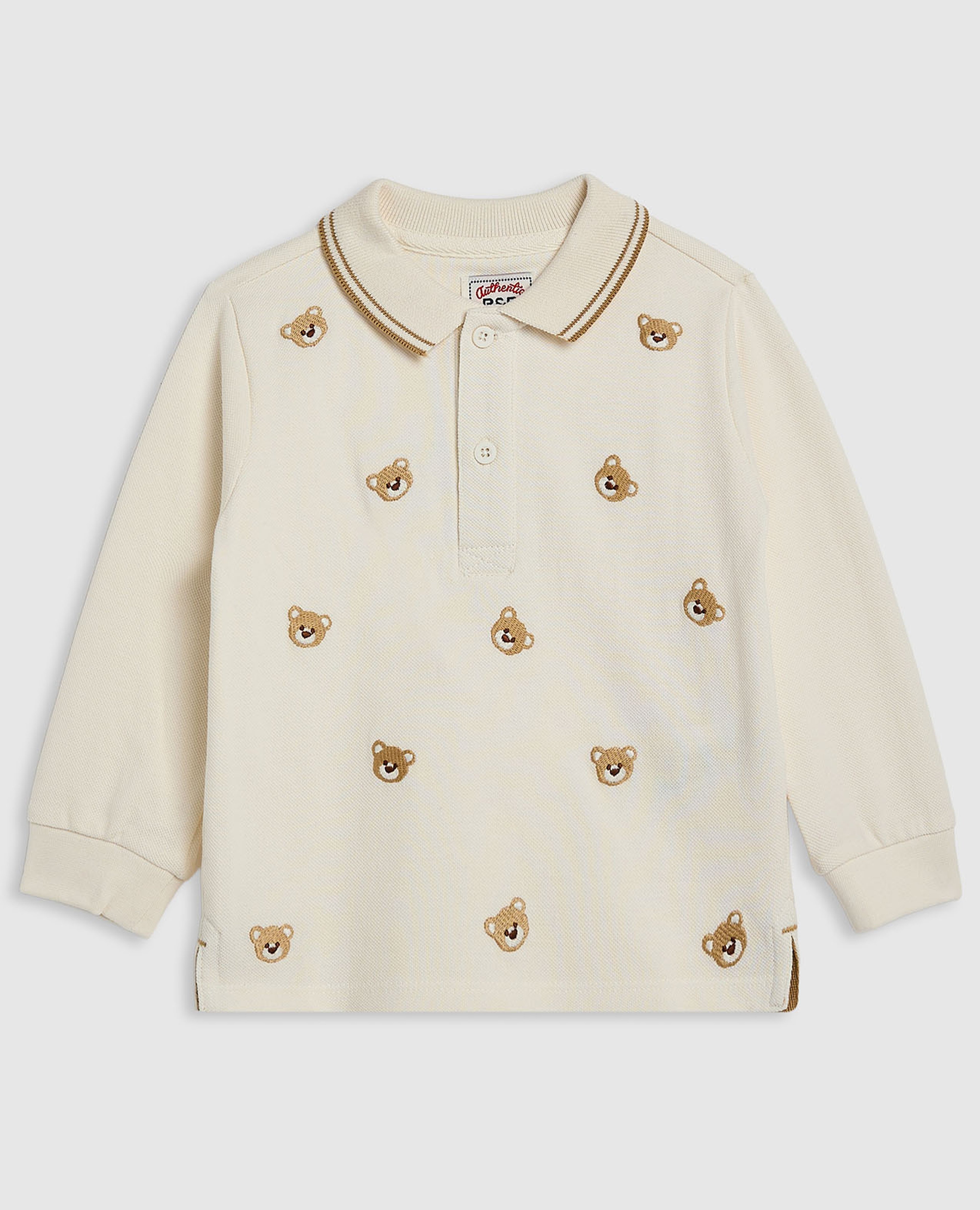 تيشيرت بولو مطرز بأكمام طويلة