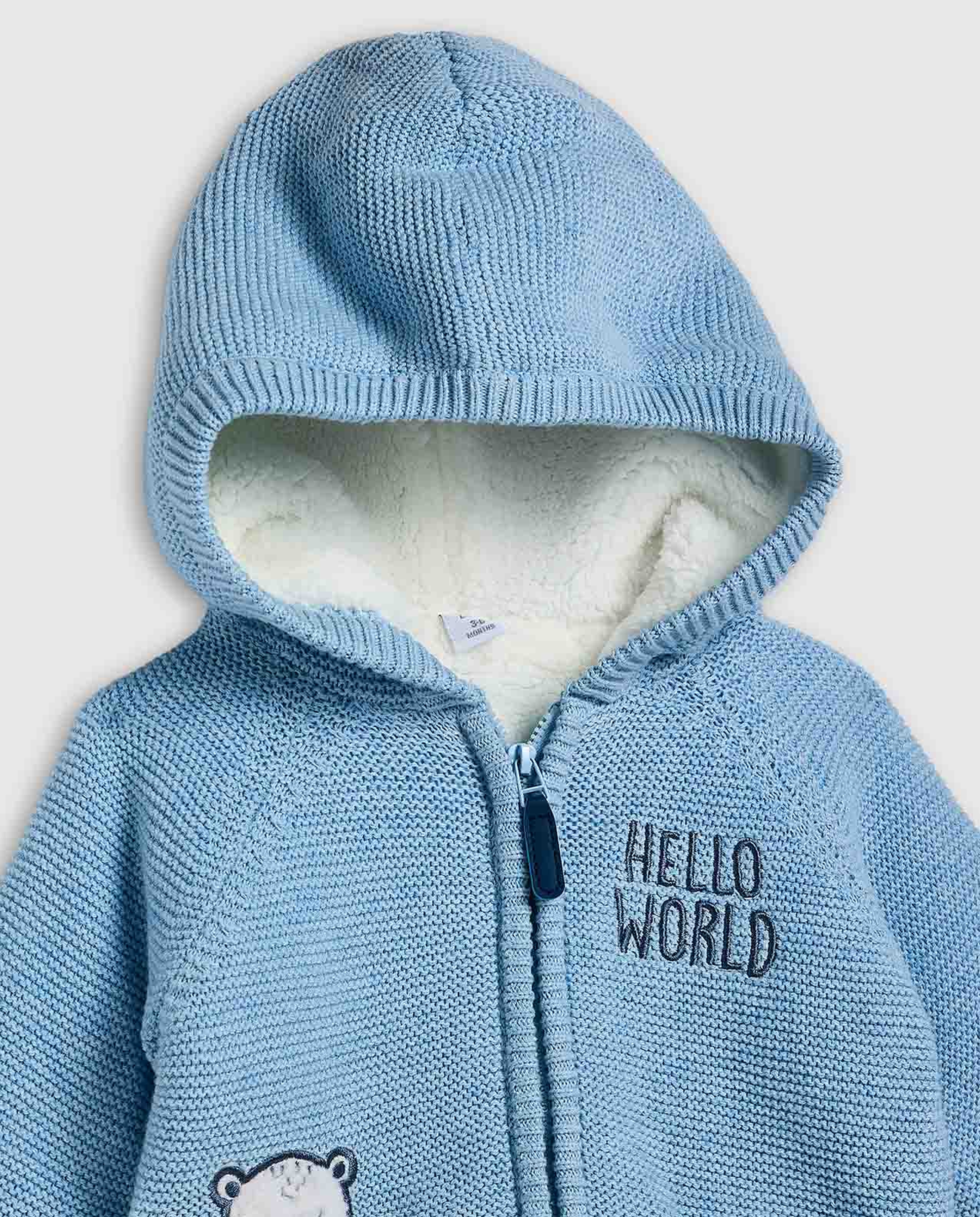 Textured Hooded Cardigan with Zippered Closure