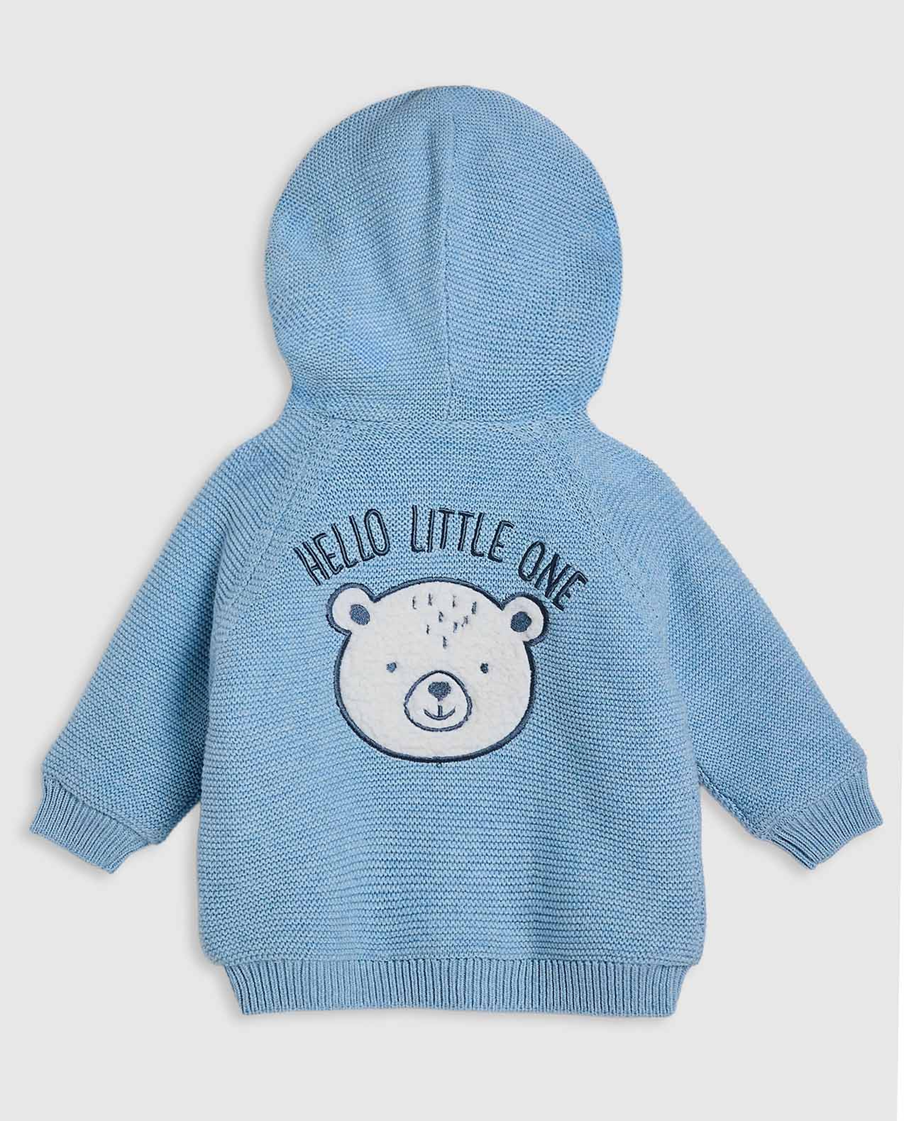 Textured Hooded Cardigan with Zippered Closure