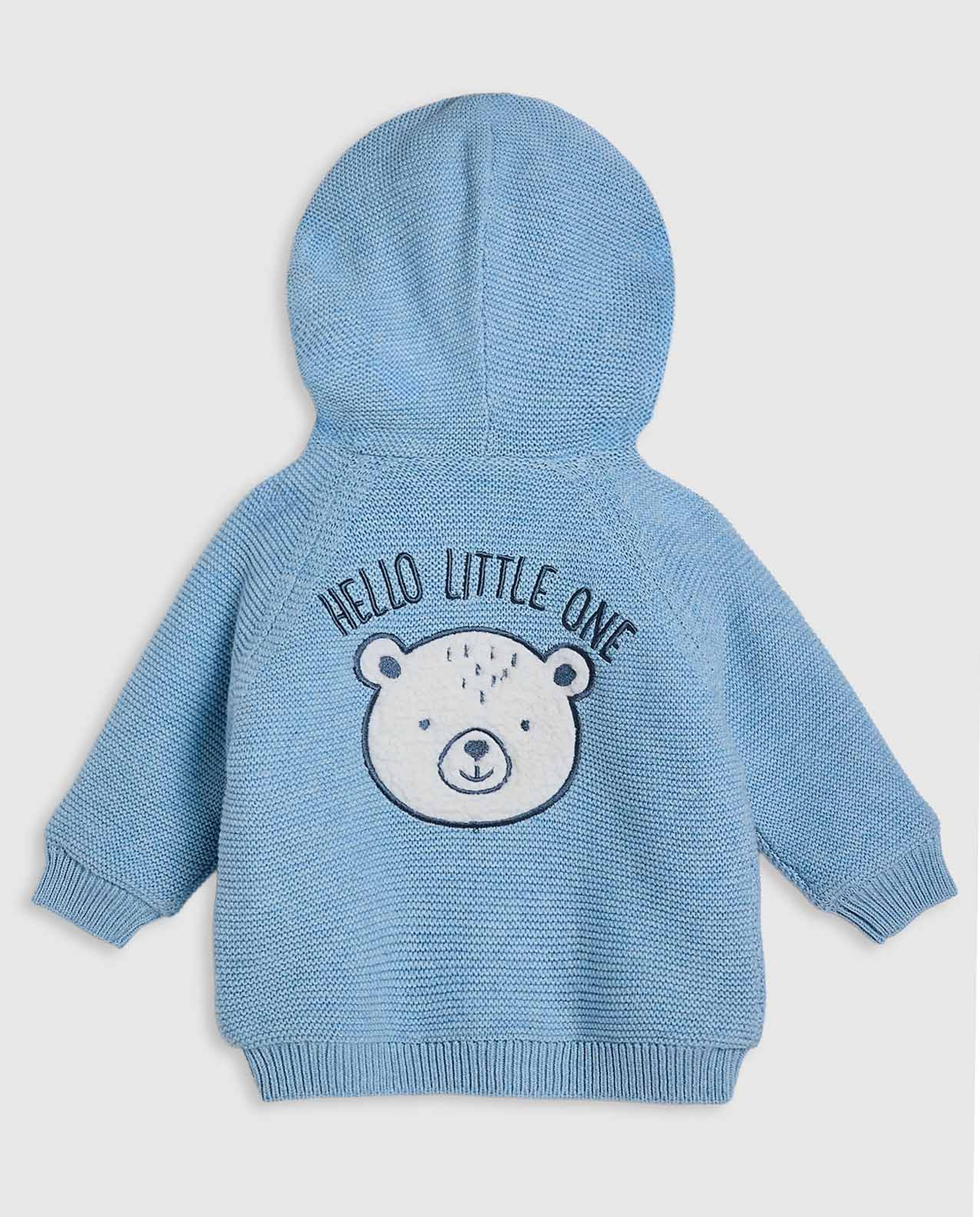 Textured Hooded Cardigan with Zippered Closure