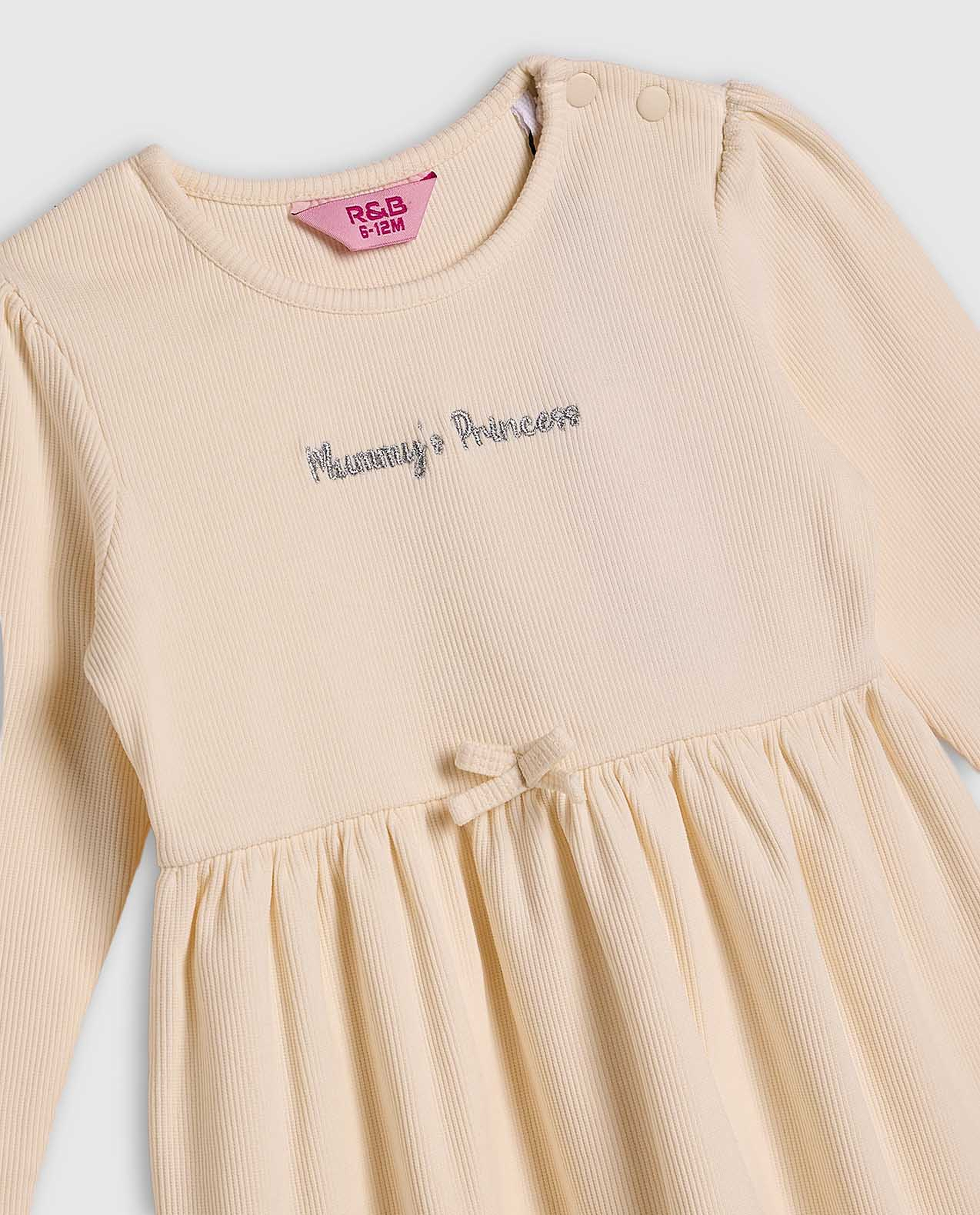 Ribbed Fit and Flare Dress with Long Sleeves