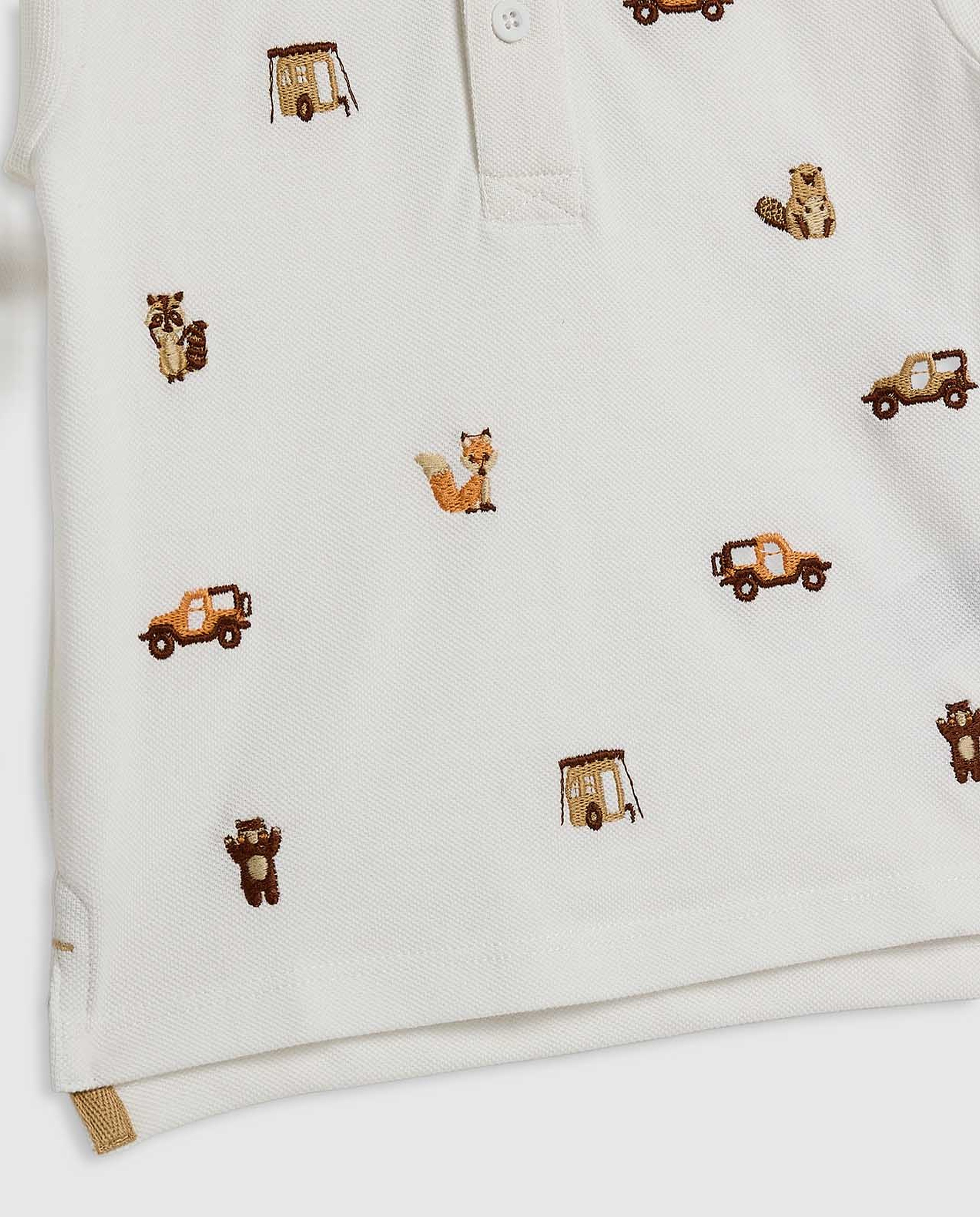 Embroidered Polo T-Shirt with Long Sleeves