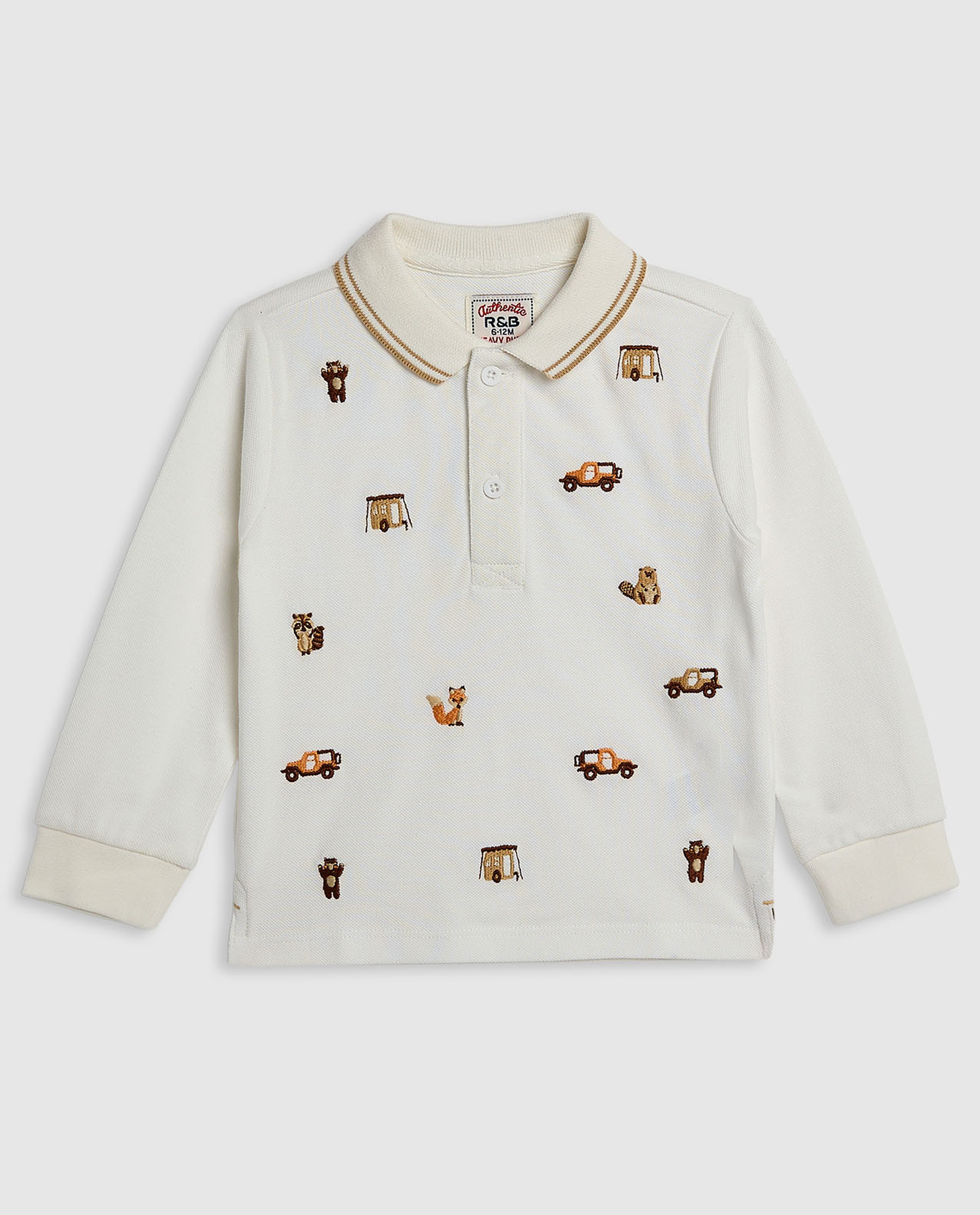 Embroidered Polo T-Shirt with Long Sleeves